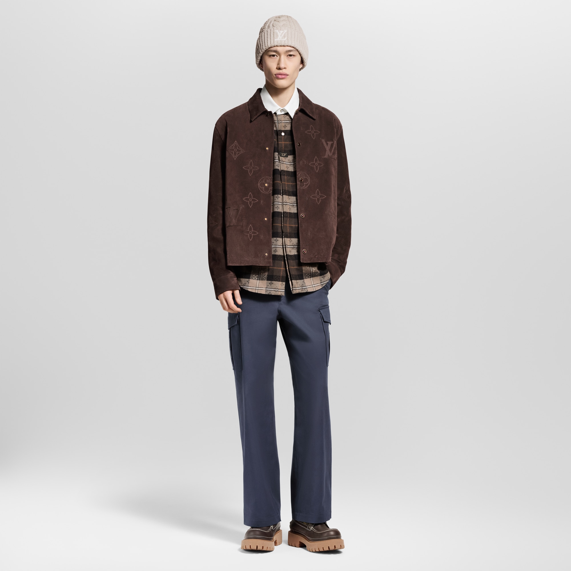  Ready-to-Wear Coats and Outerwear Monogram Embroidered Suede Overshirt | Louis Vuitton ® (Product zoom)