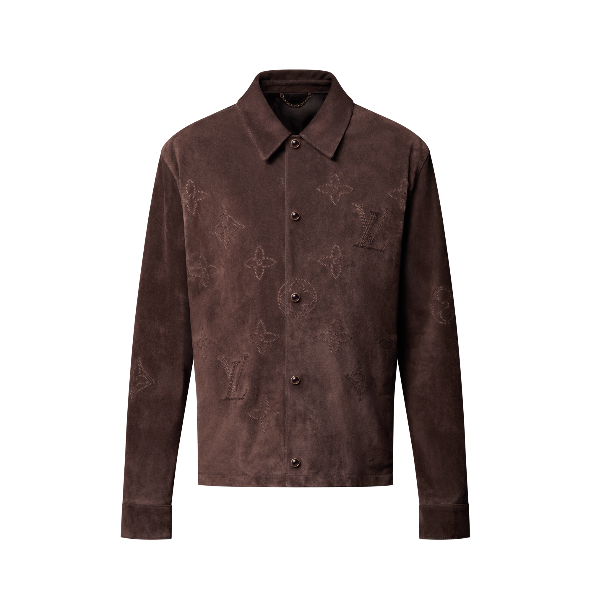  Ready-to-Wear Coats and Outerwear Monogram Embroidered Suede Overshirt | Louis Vuitton ® (Product zoom)