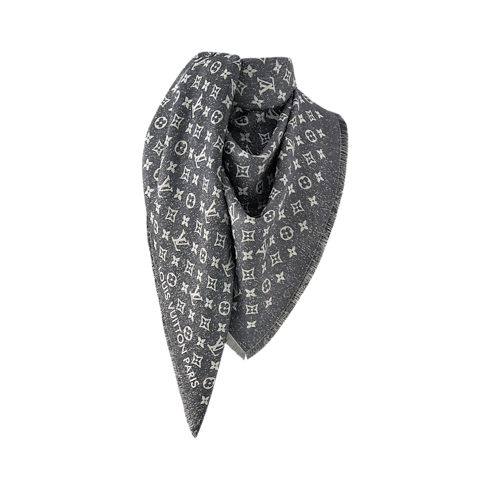 S00 Accessories Shawls and Stoles Monogram Jacquard Denim Shawl | Louis Vuitton ® (Product zoom)