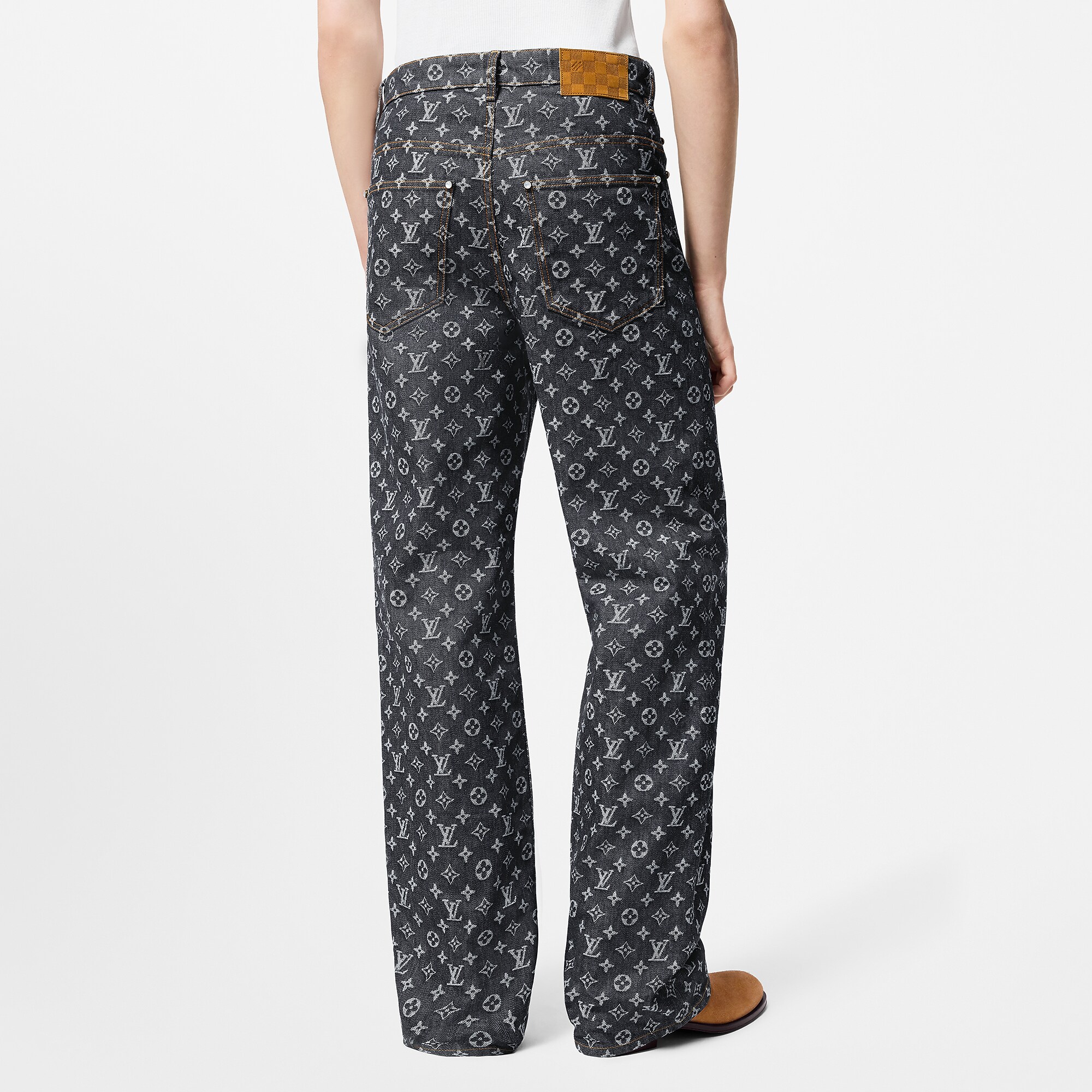 Monogram Jacquard Denim Skate Pants
