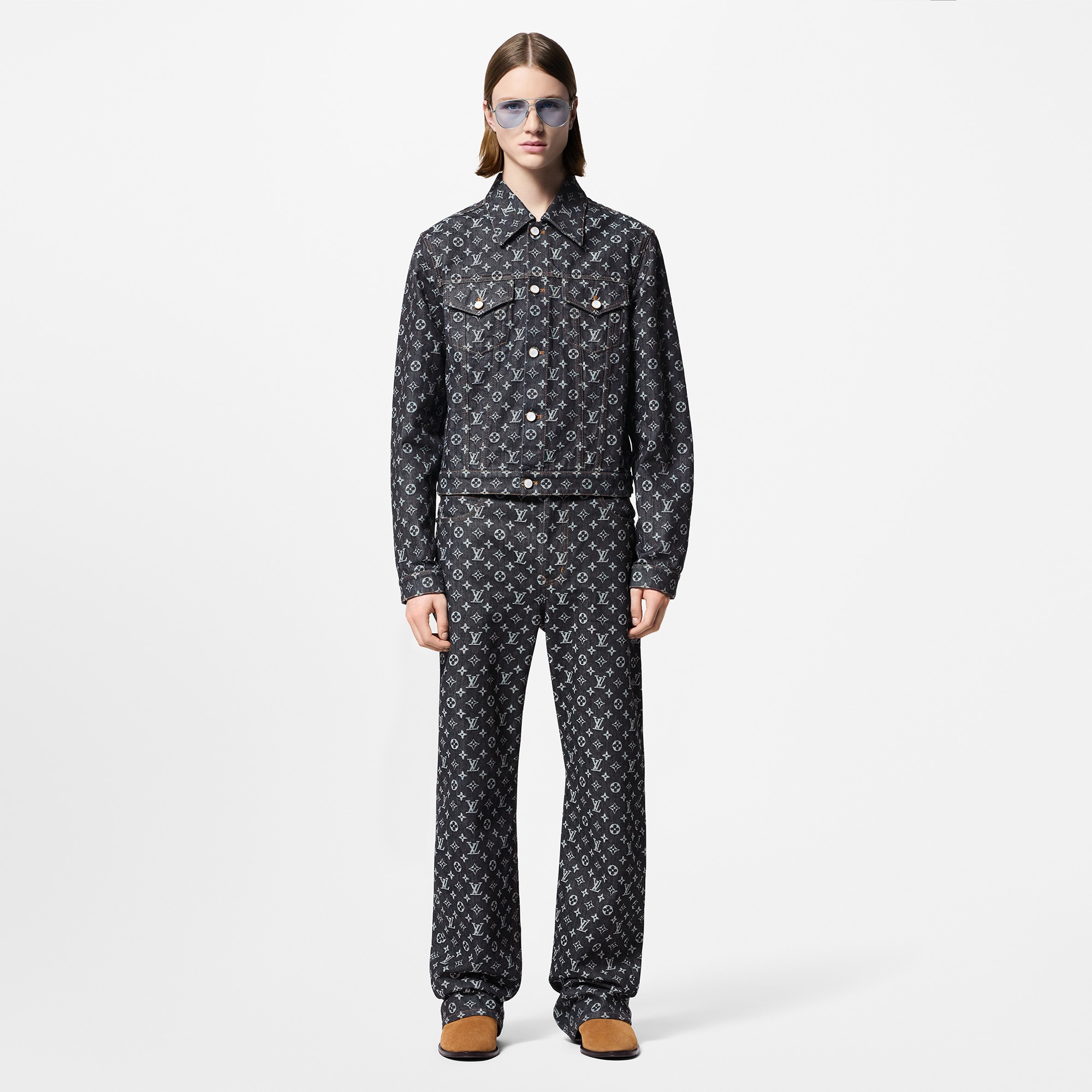  Ready-to-Wear Denim Monogram Jacquard Denim Skate Pants | Louis Vuitton ® (Product zoom)