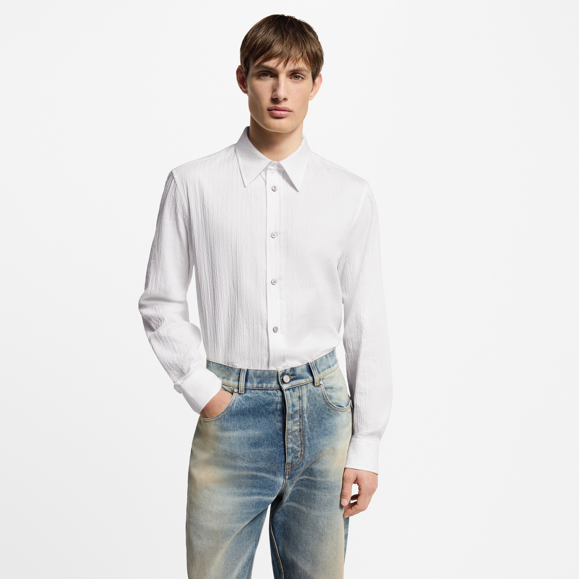  Ready-to-Wear Shirts Monogram Jacquard Long-Sleeved Cotton Shirt | Louis Vuitton ® (Product zoom)