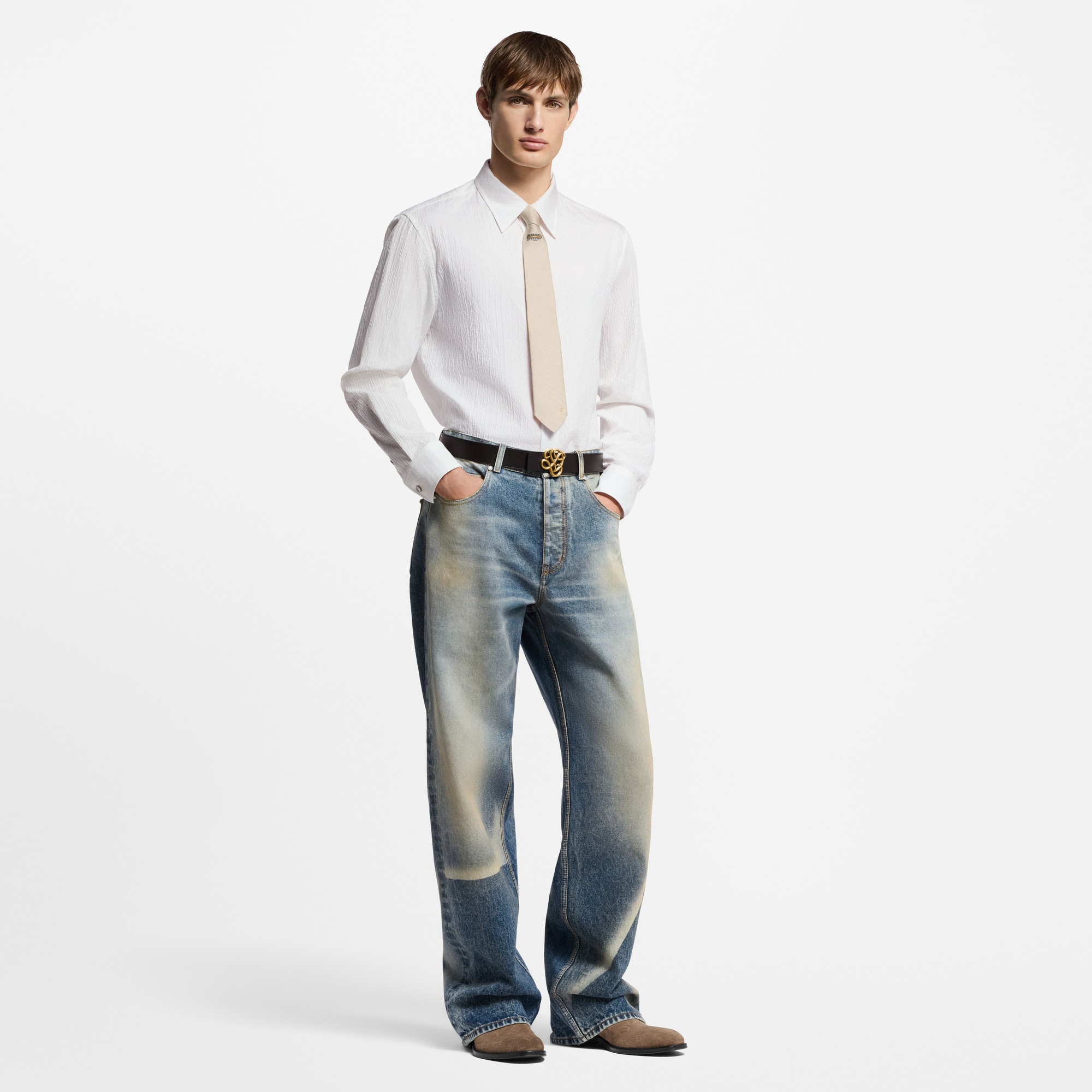  Ready-to-Wear Shirts Monogram Jacquard Long-Sleeved Cotton Shirt | Louis Vuitton ® (Product zoom)