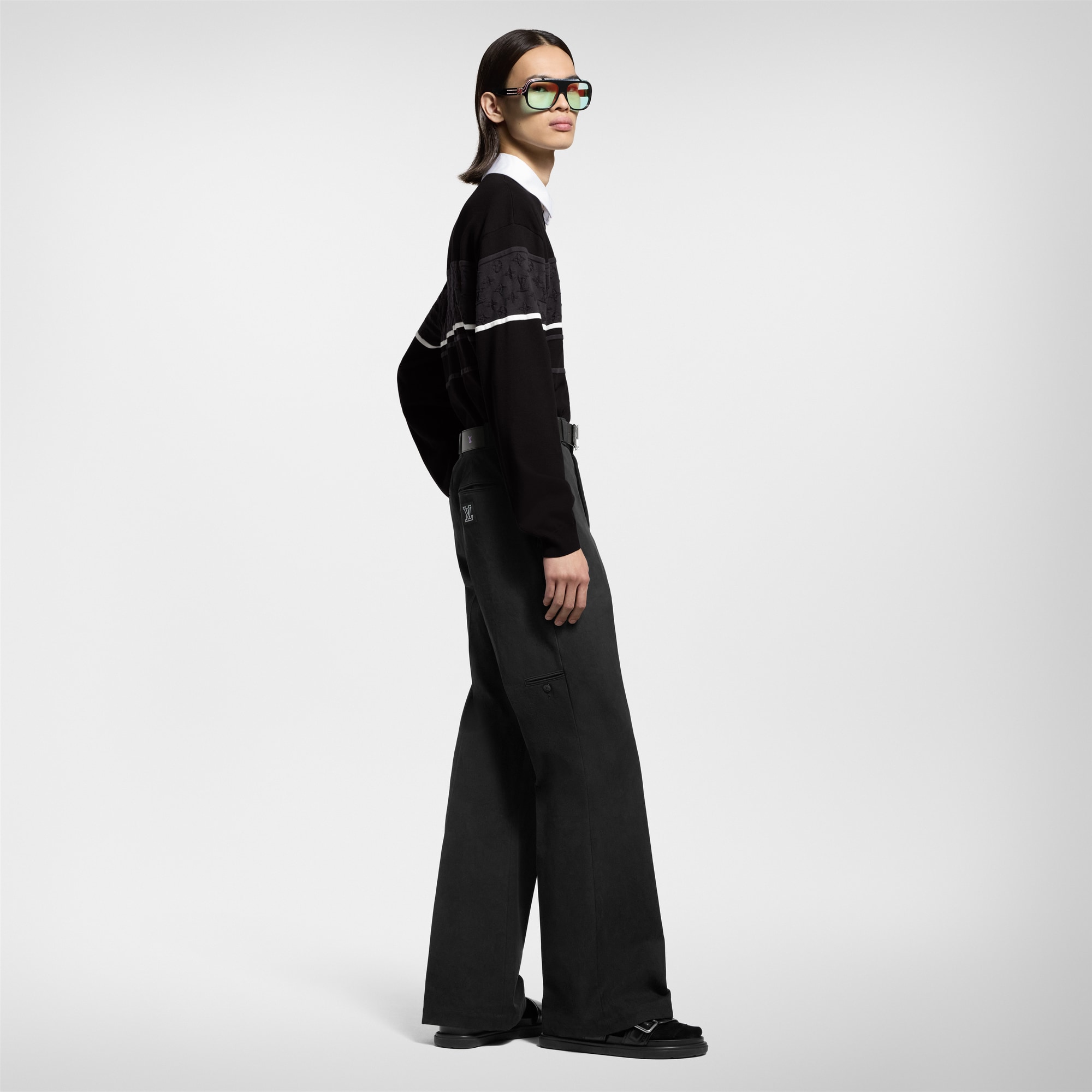  Ready-to-Wear Shirts Monogram Jacquard Long-Sleeved Polo Shirt | Louis Vuitton ® (Product zoom)