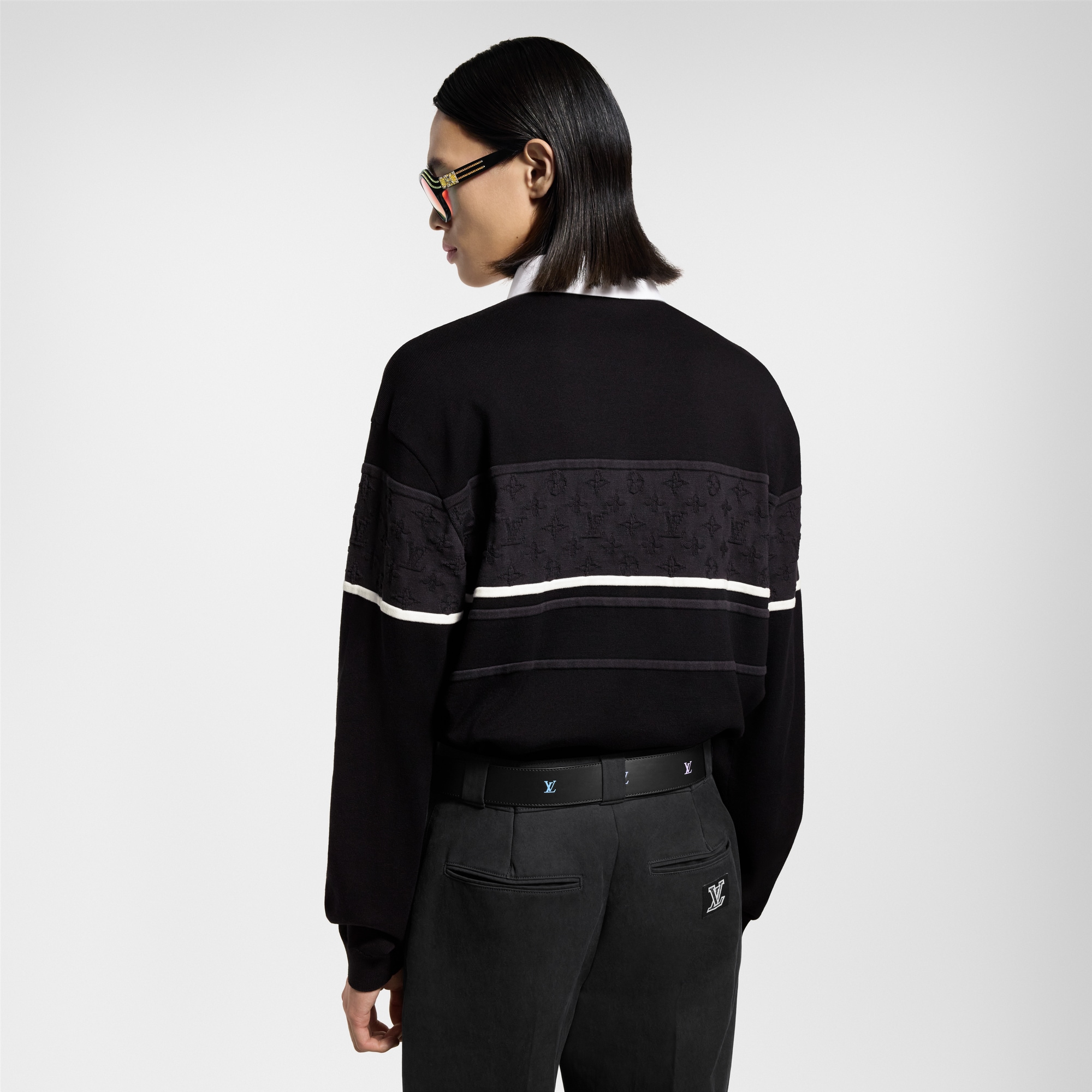  Ready-to-Wear Shirts Monogram Jacquard Long-Sleeved Polo Shirt | Louis Vuitton ® (Product zoom)
