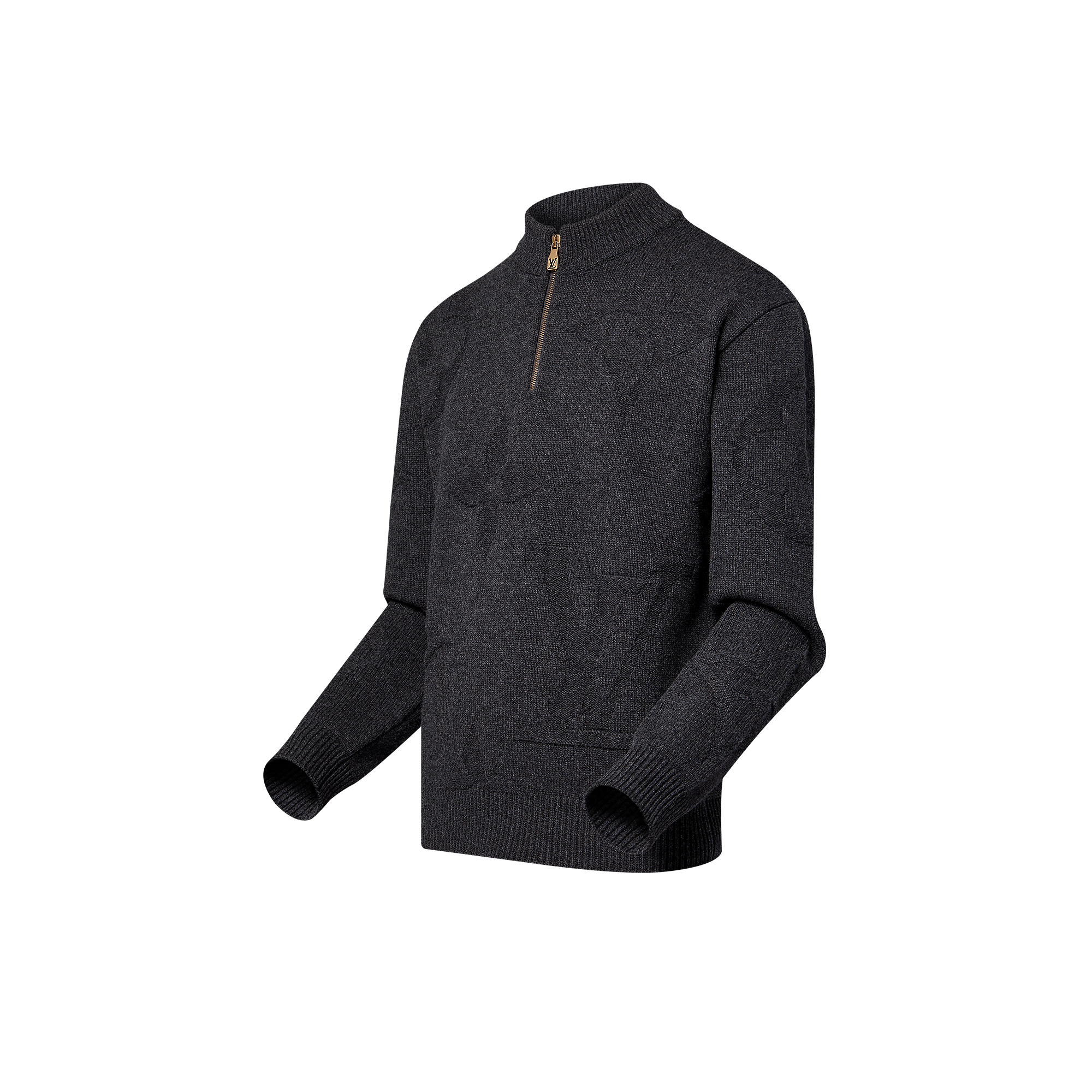 Monogram Jacquard Wool Half Zip Pullover