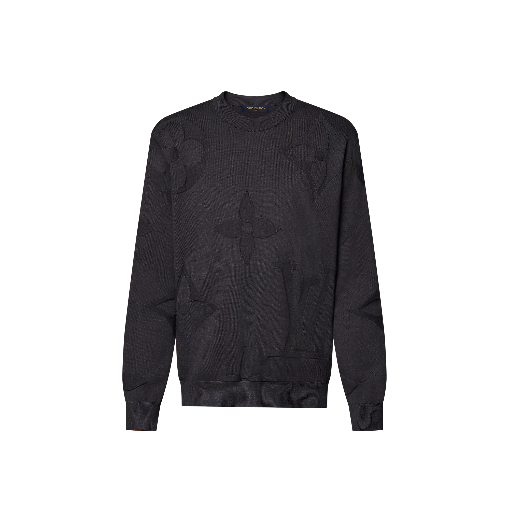 Monogram Long-Sleeved Cotton Crewneck