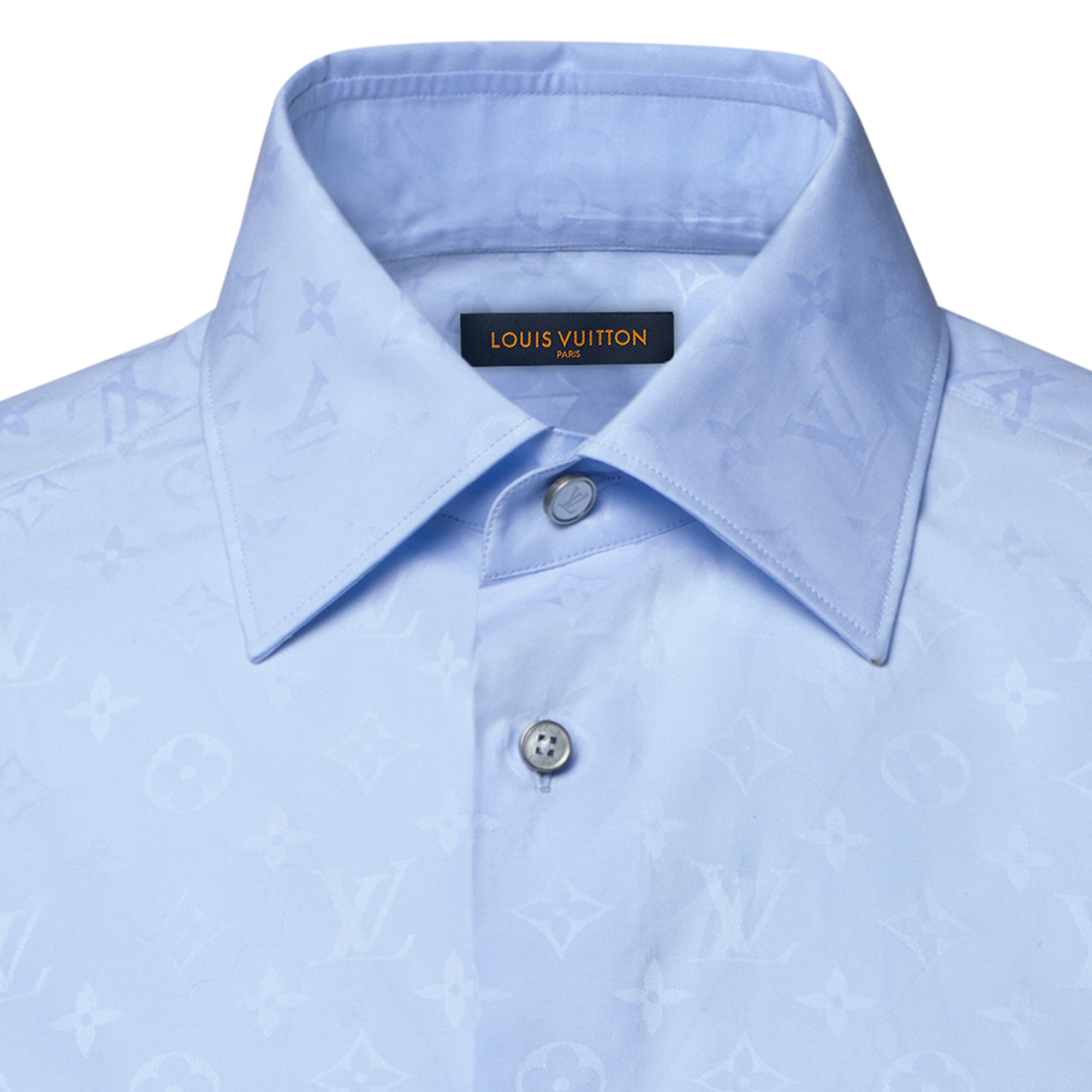 LOUIS VUITTON Monogram Long-sleeved Shirt Baby Blue. Size 36 LOUIS VUITTON Monogram Long-sleeved Shirt Baby Blue. Size 36