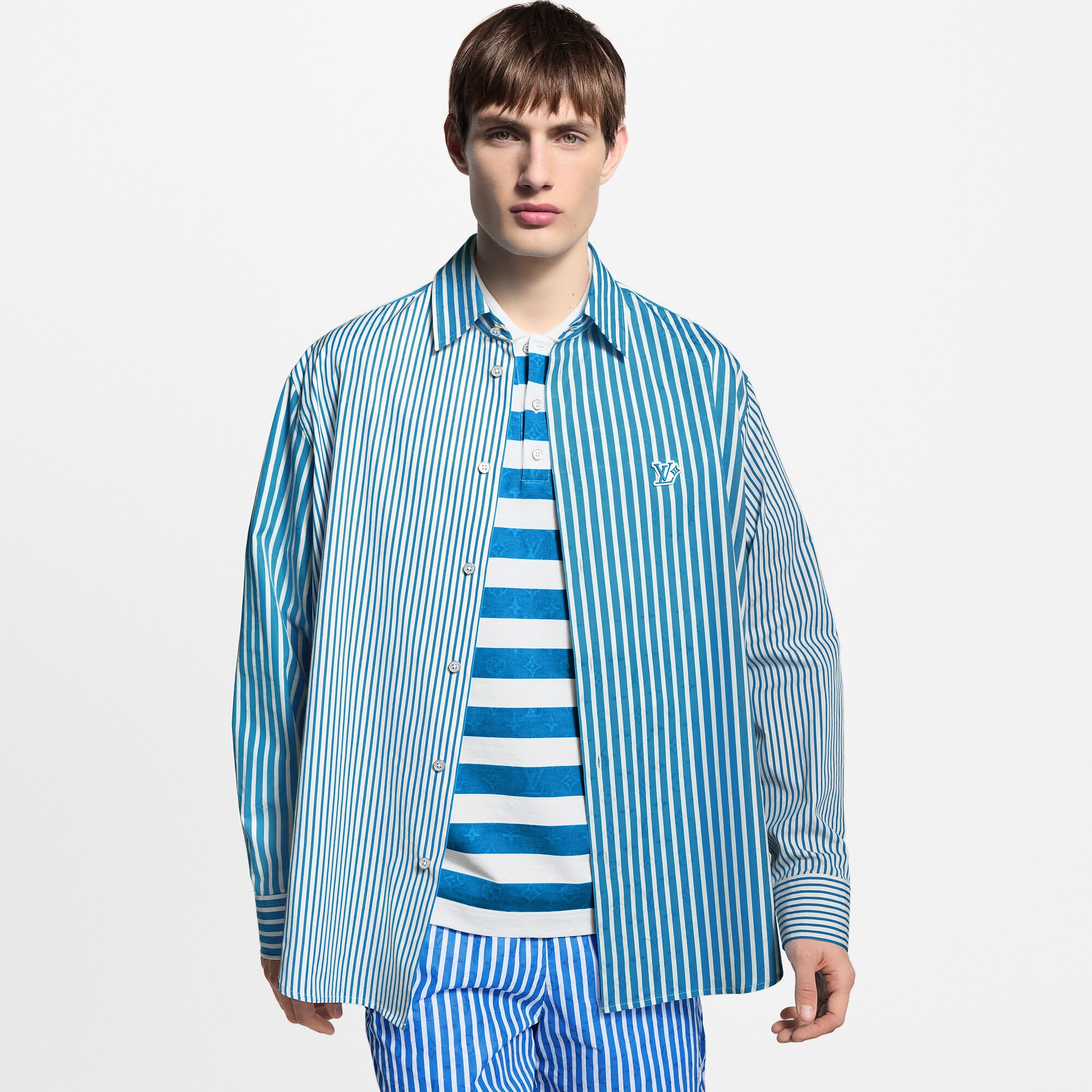 Monogram Patchwork Striped Shirt