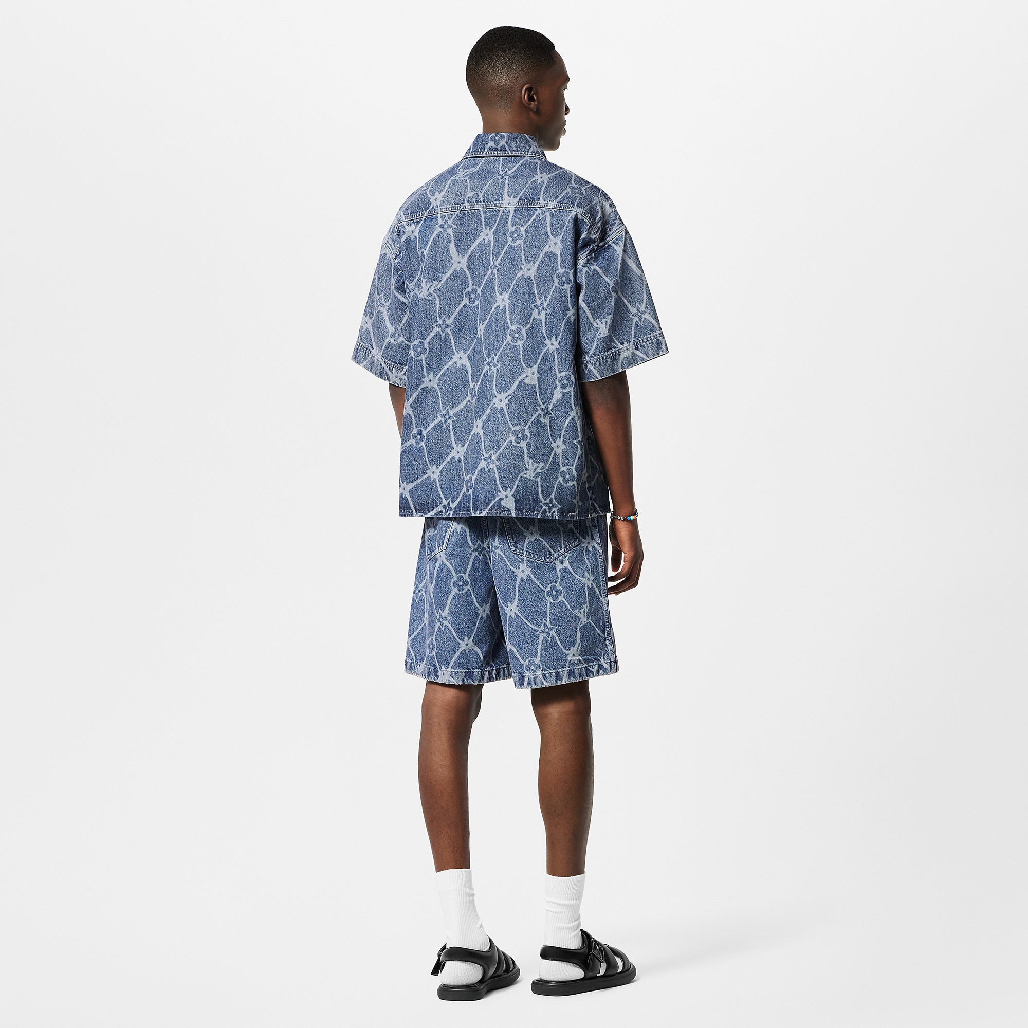 Monogram Printed Denim Shorts