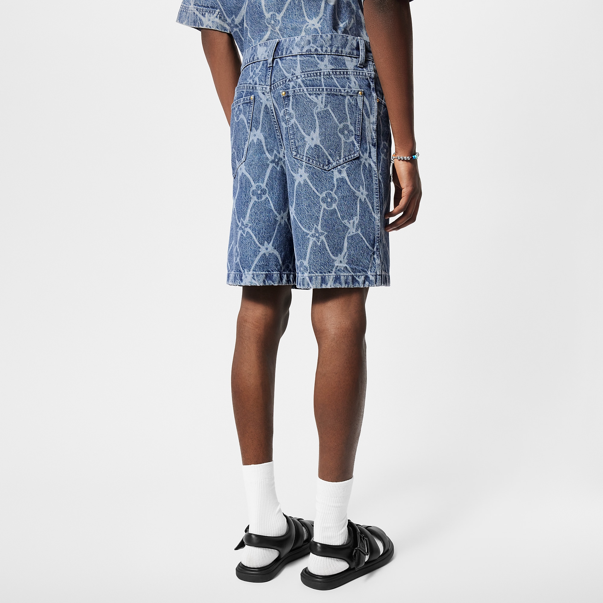 Monogram Printed Denim Shorts