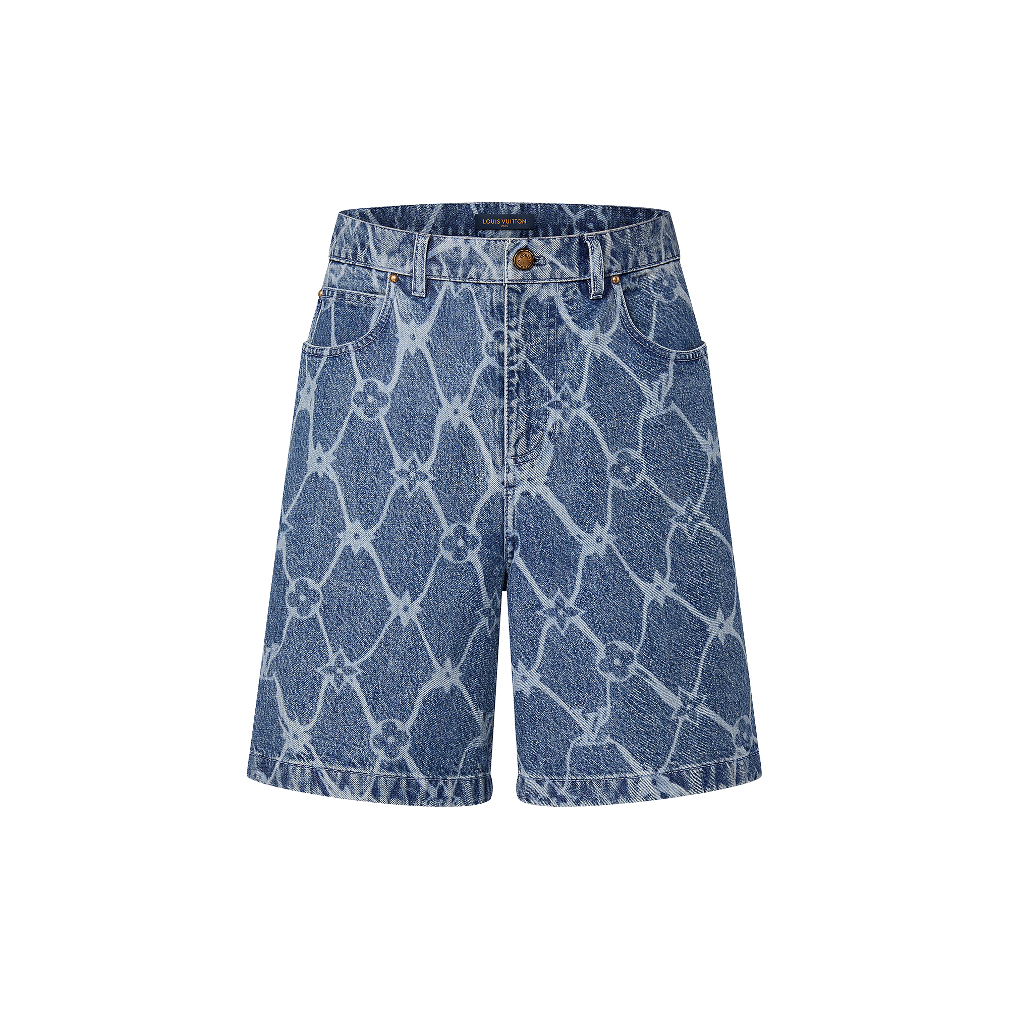 Monogram Printed Denim Shorts