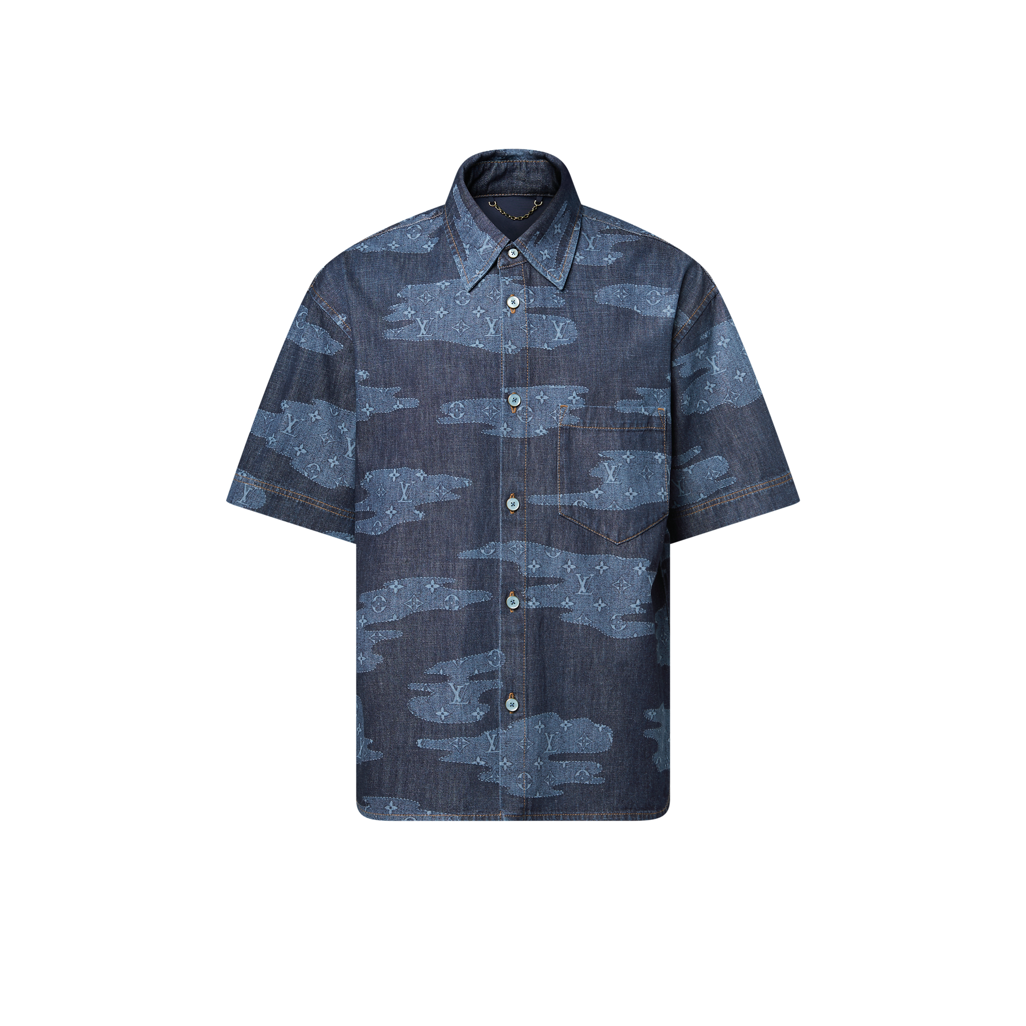 Monogram Short-Sleeved Chambray Shirt