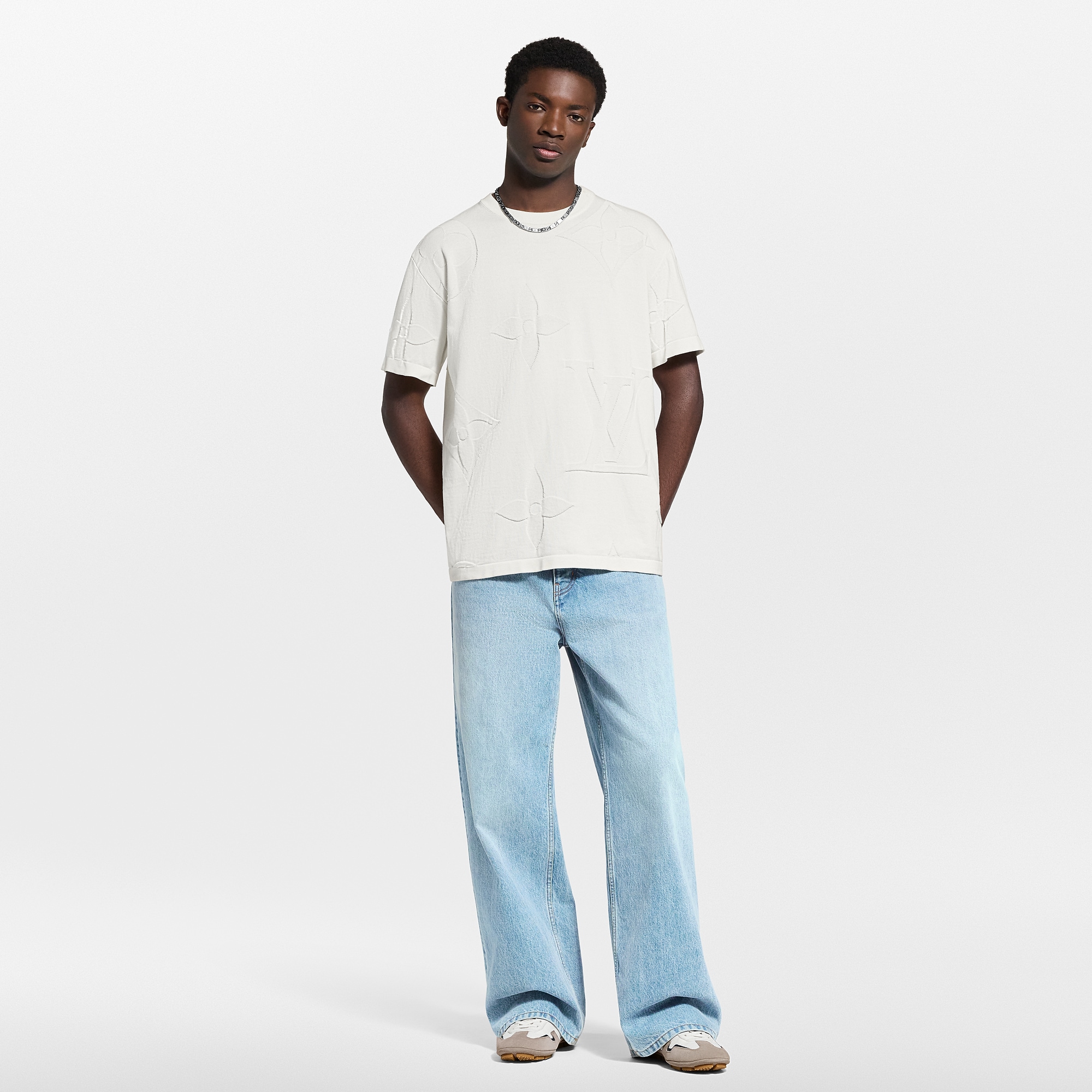 Monogram Short-Sleeved Cotton Crewneck