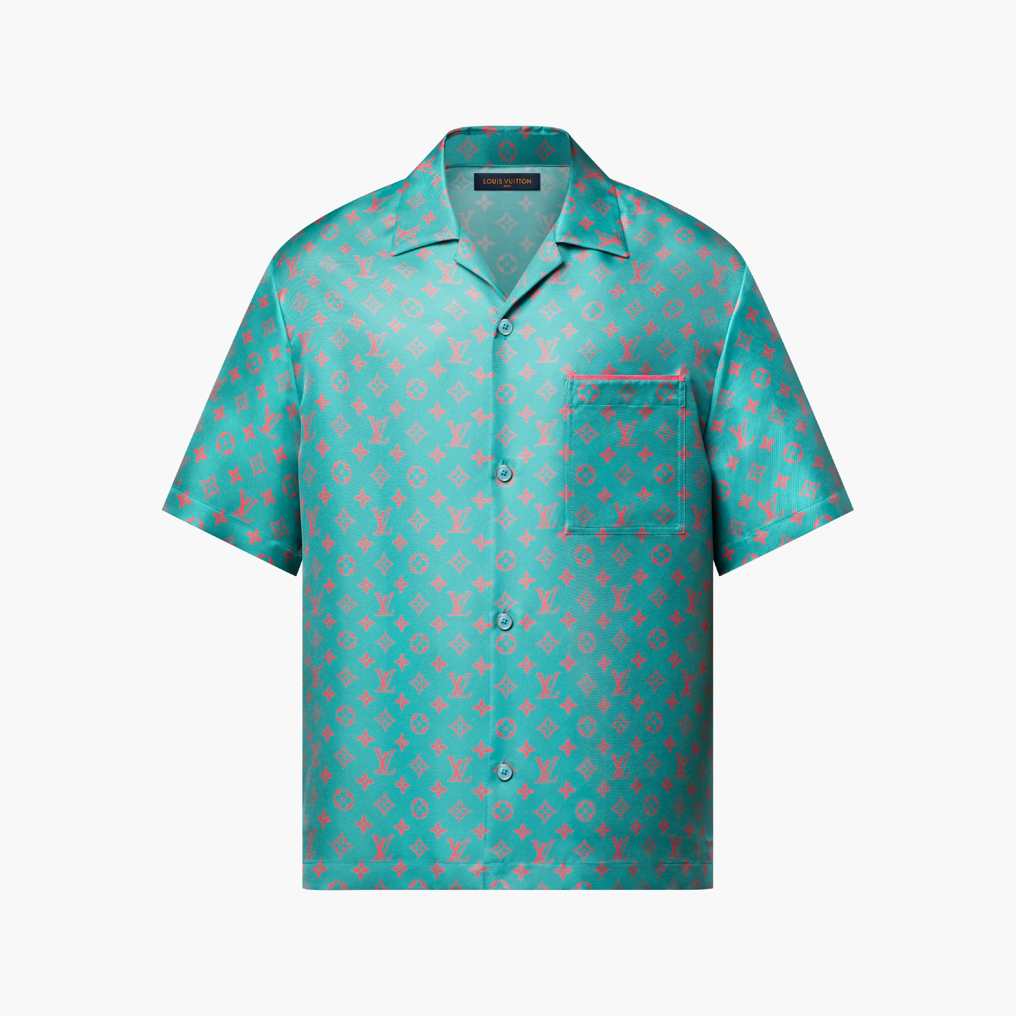 Monogram Short-Sleeved Silk Shirt Men Ready-to-Wear LOUIS
