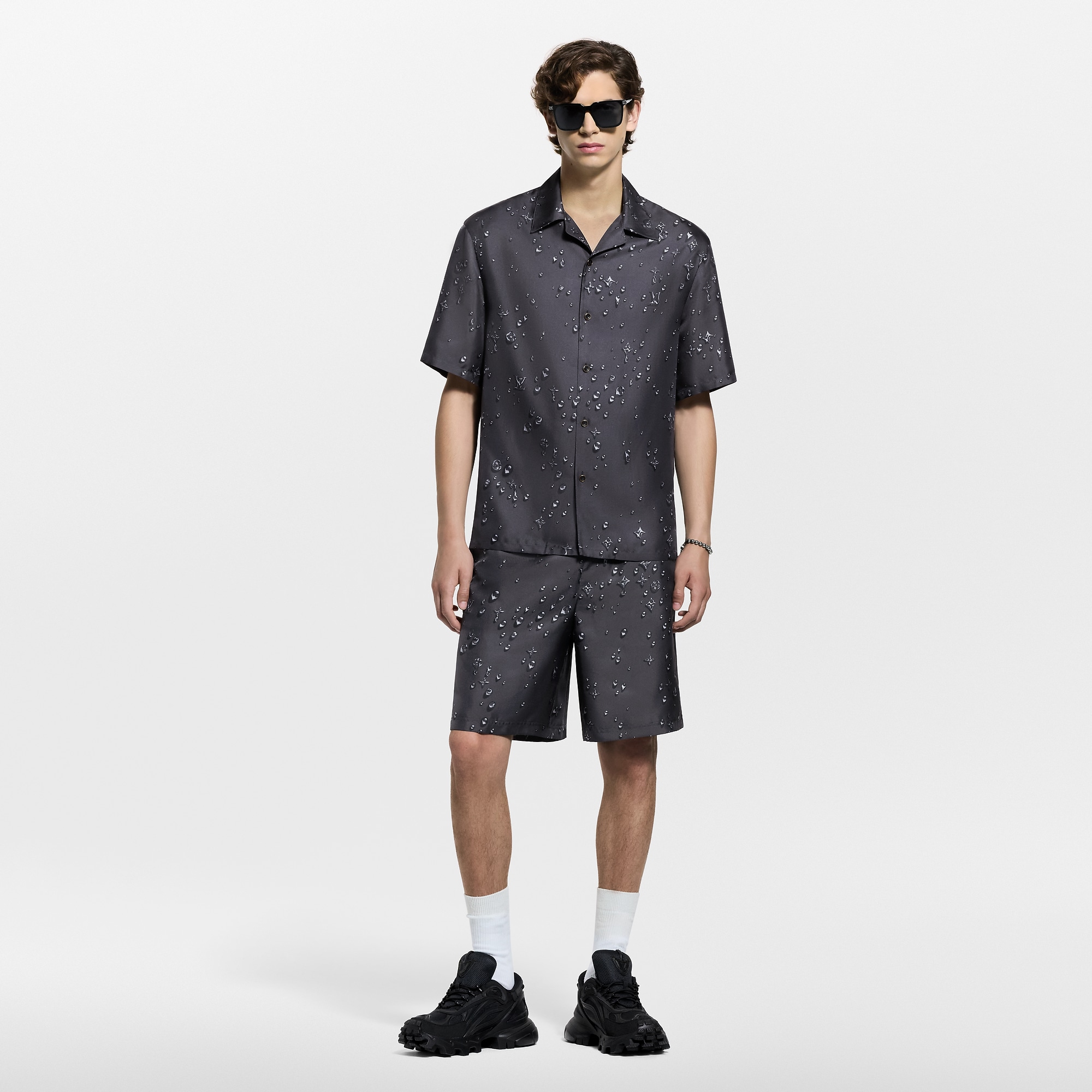 Monogram Short-Sleeved Silk Shirt