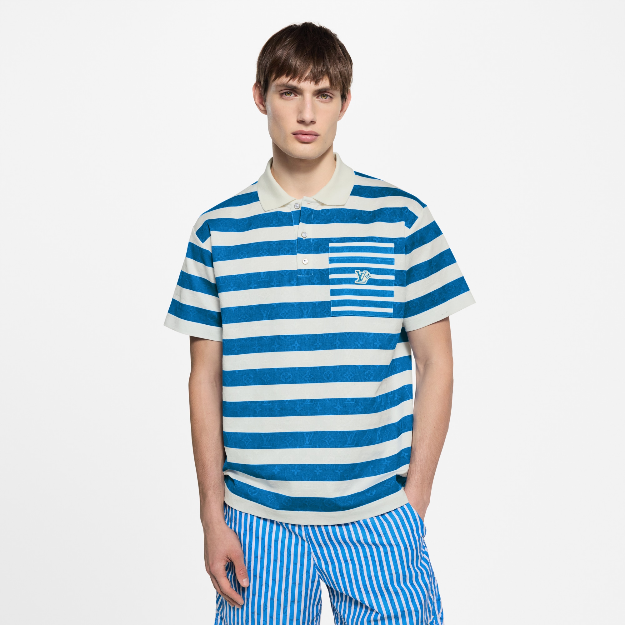  Ready-to-Wear T-Shirts and Polos Monogram Striped Polo Shirt | Louis Vuitton ® (Product zoom)