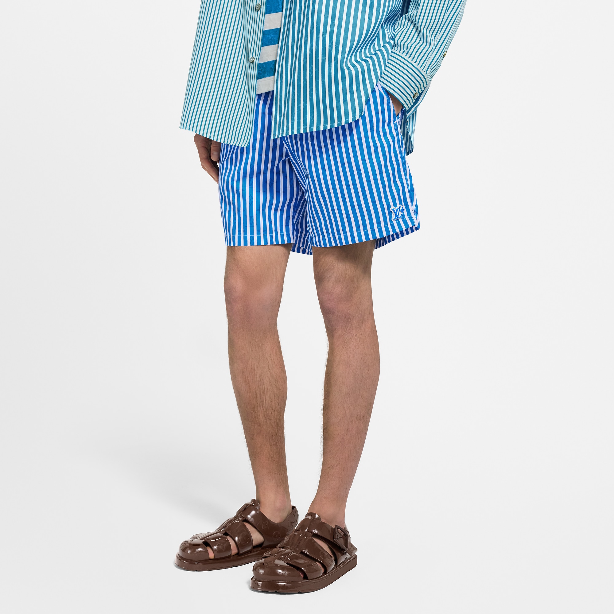 Monogram Striped Swim Shorts