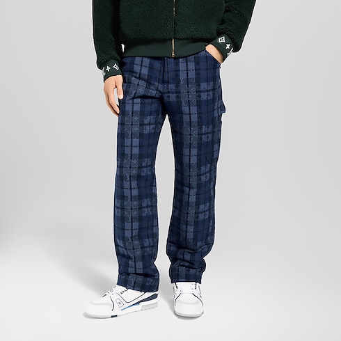 Ready-to-Wear Denim Monogram Tartan Denim Pants | Louis Vuitton ® (Product zoom)