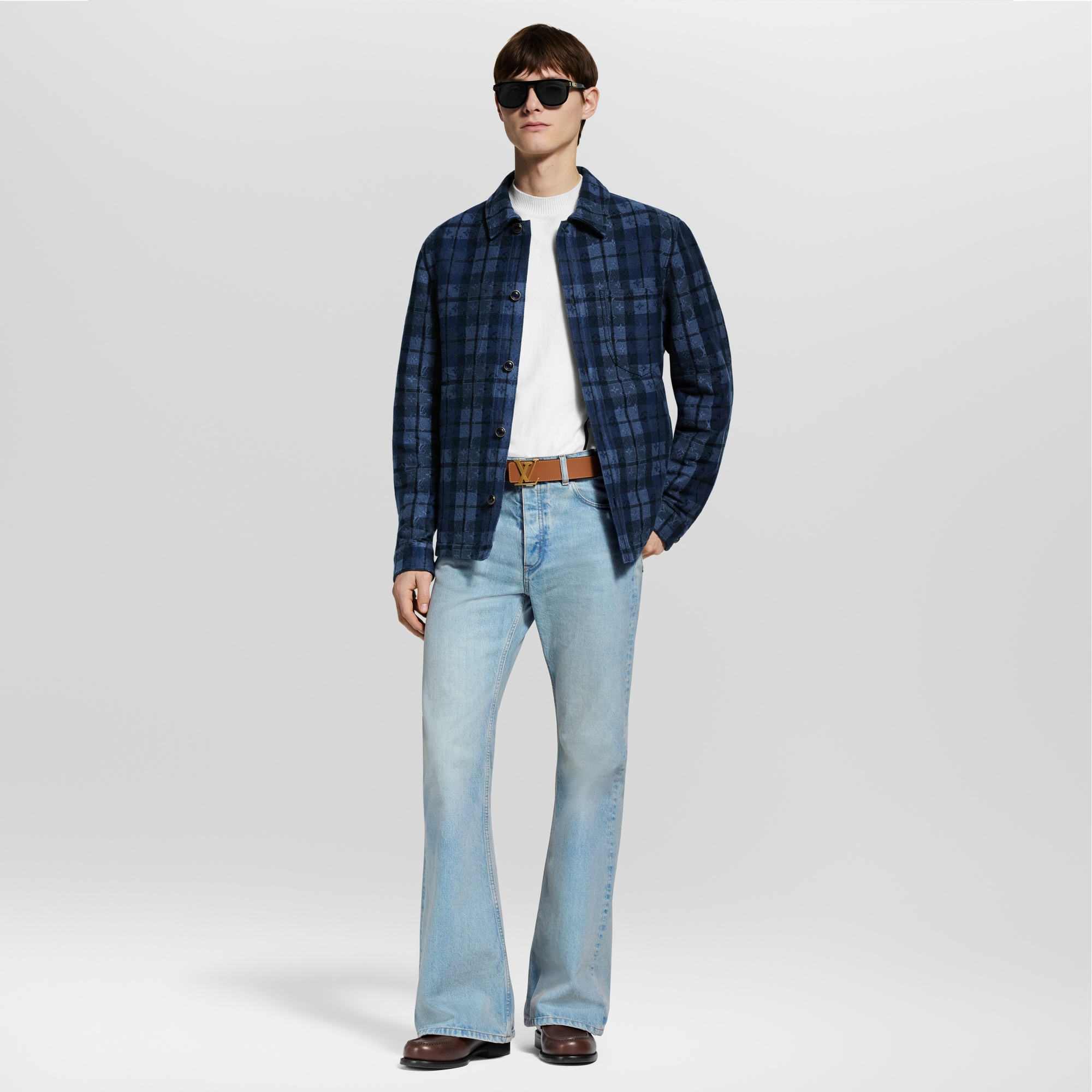  Ready-to-Wear All Ready-to-Wear Monogram Tartan Denim Overshirt | Louis Vuitton ® (Product zoom)