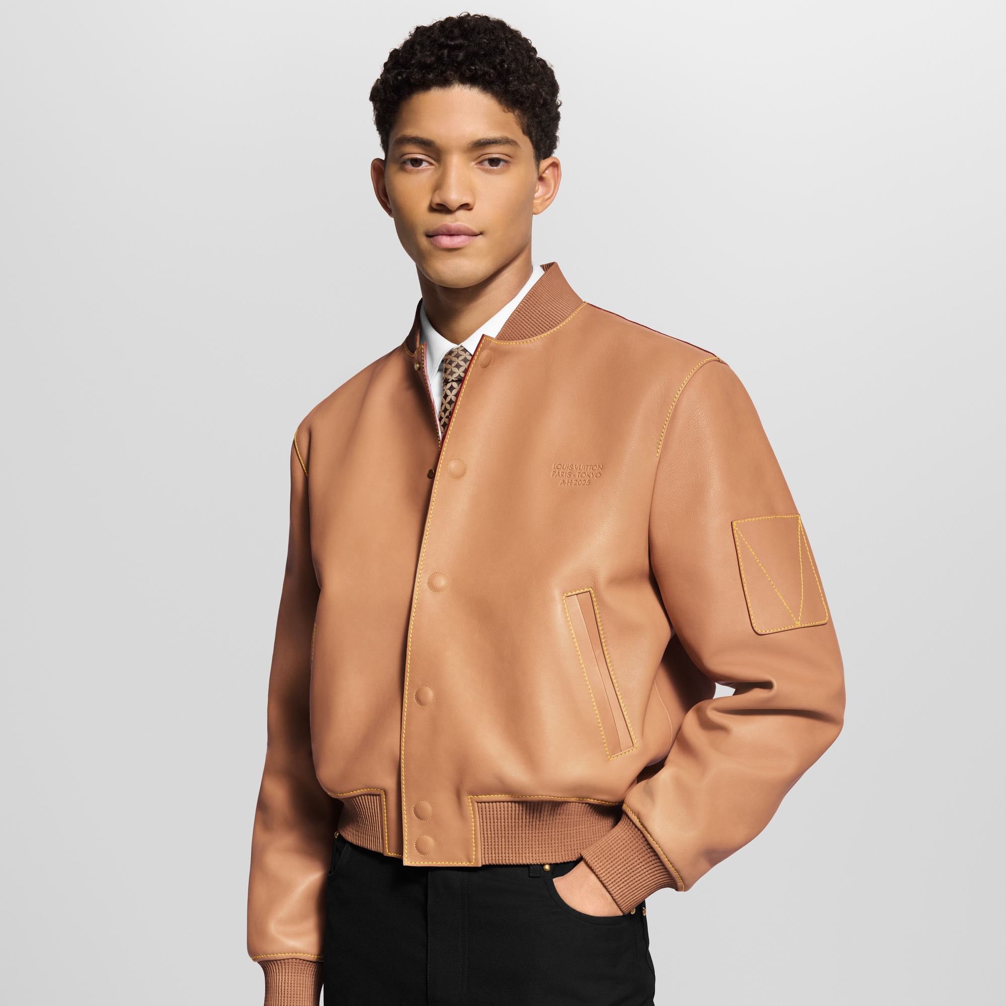  Ready-to-Wear Coats and Outerwear Natural Leather Varsity Blouson | Louis Vuitton ® (Product zoom)