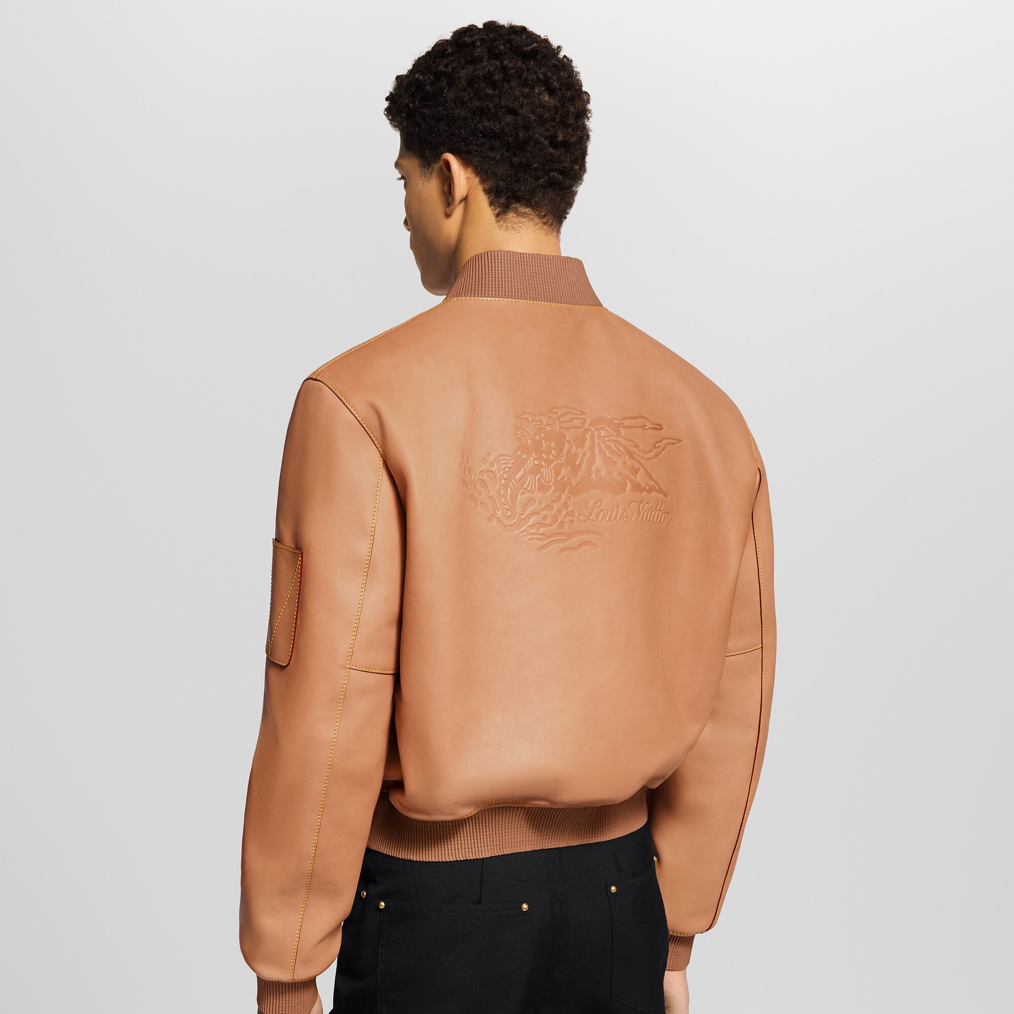 Natural Leather Varsity Blouson