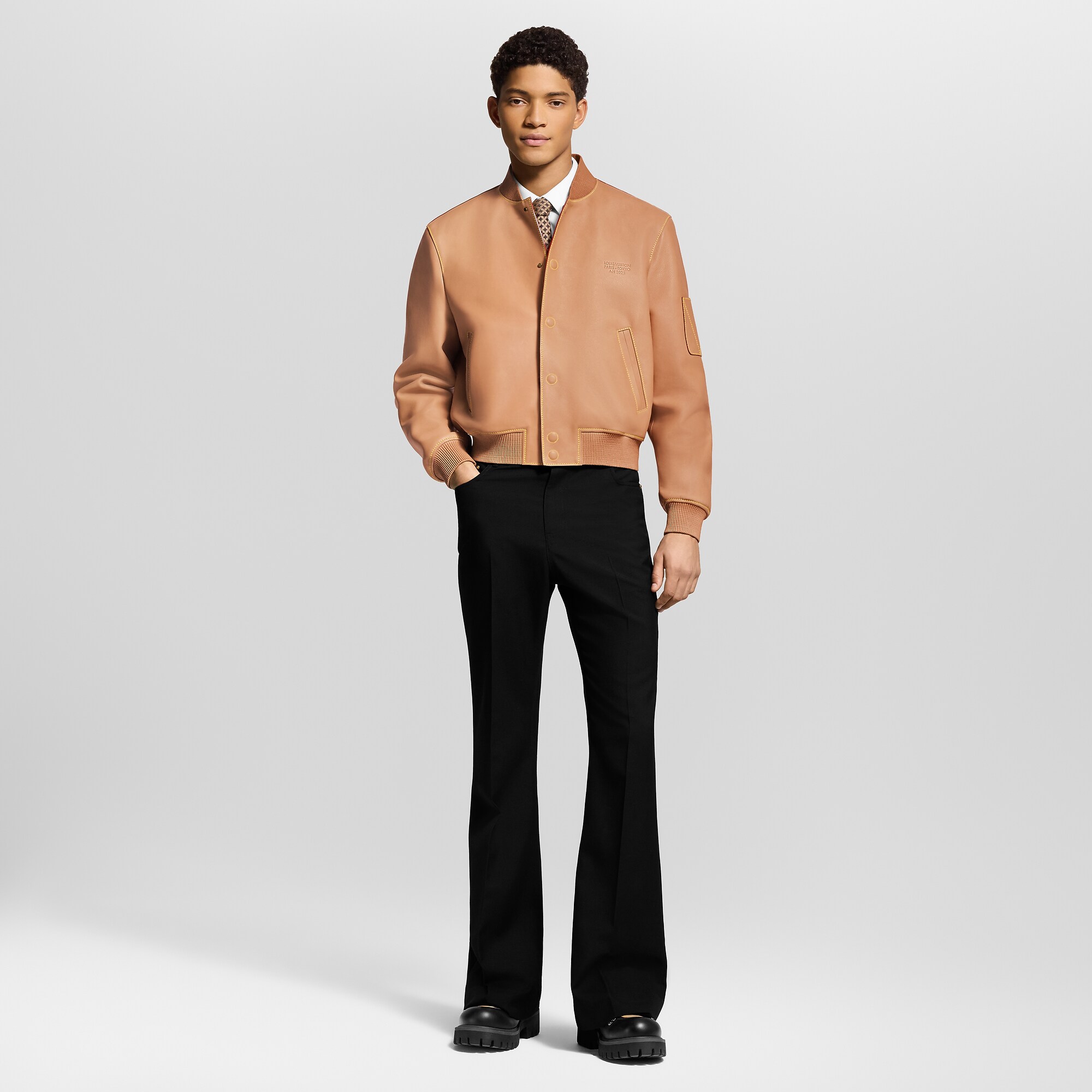 Natural Leather Varsity Blouson