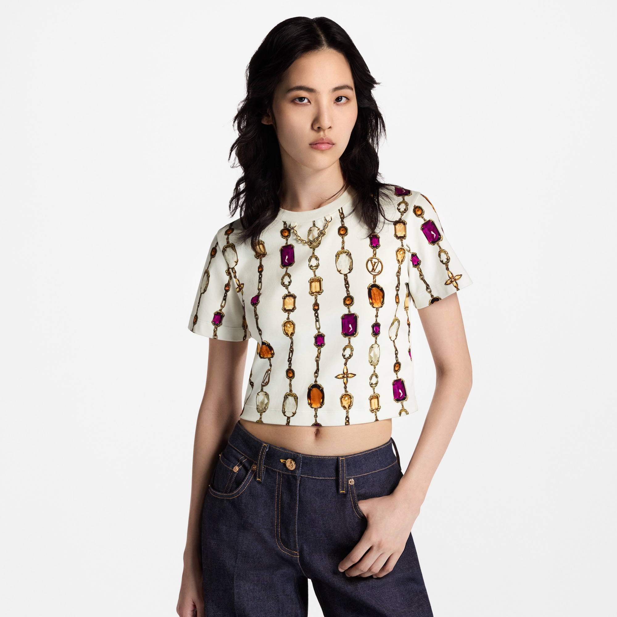  Ready-to-Wear Tops Necklace Print Crop Top | Louis Vuitton ® (Product zoom)