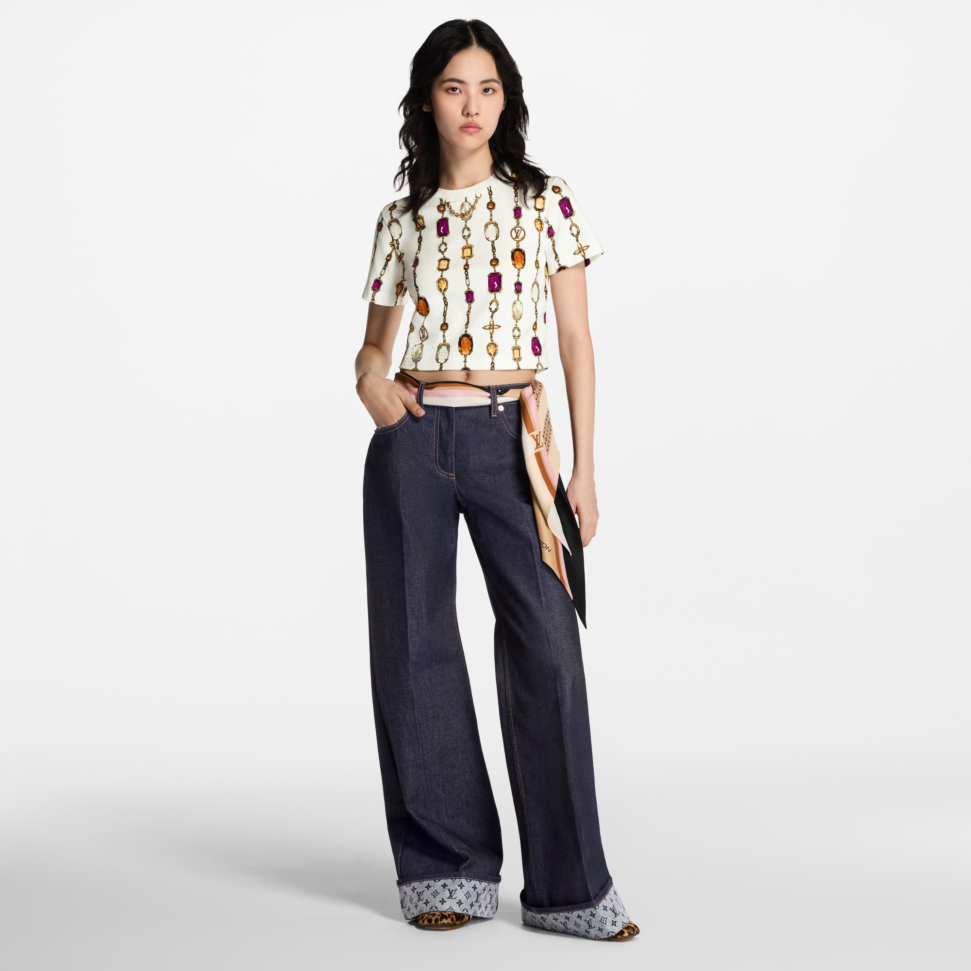 Ready-to-Wear Tops Necklace Print Crop Top | Louis Vuitton ® (Product zoom)