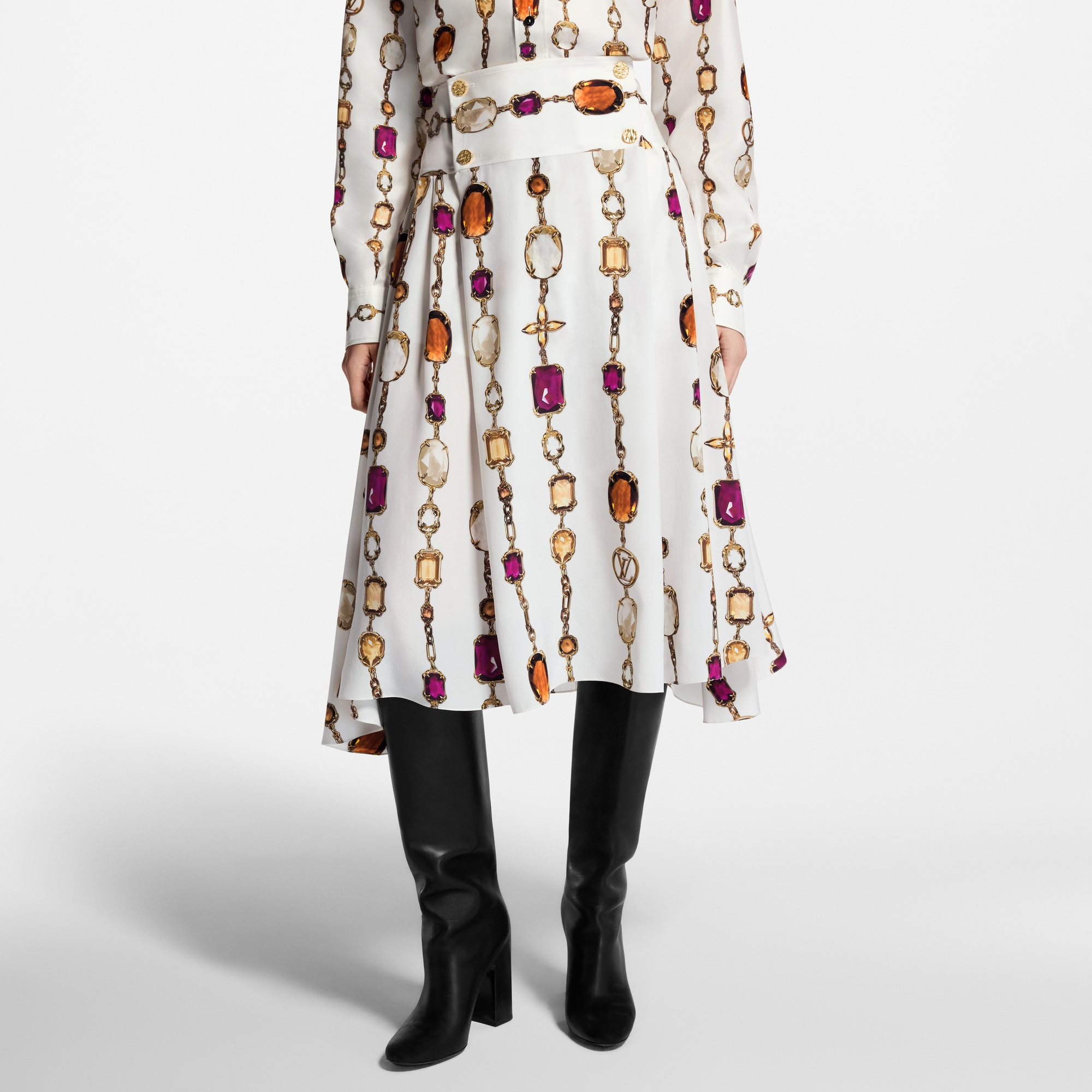 Ready-to-Wear Skirts and Shorts Necklace Print Midi Skirt | Louis Vuitton ® (Product zoom)