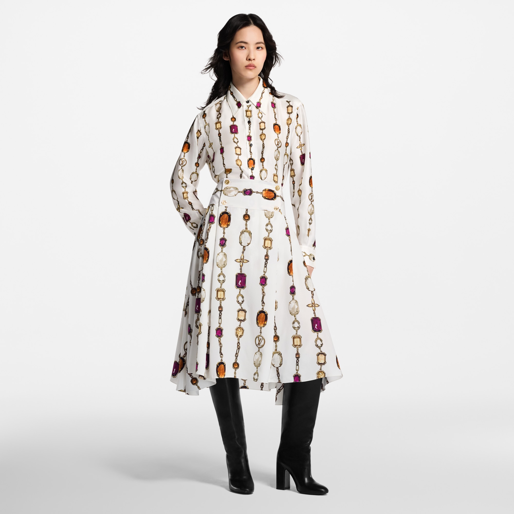  Ready-to-Wear Skirts and Shorts Necklace Print Midi Skirt | Louis Vuitton ® (Product zoom)