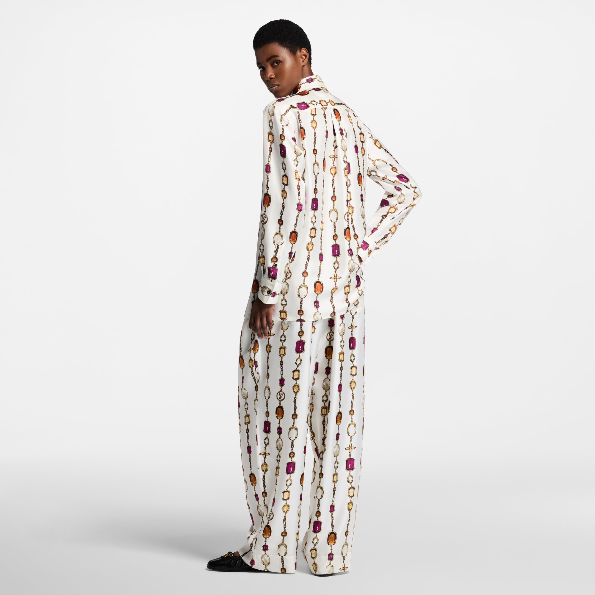  Ready-to-Wear Tops Necklace Print Silk Shirt | Louis Vuitton ® (Product zoom)