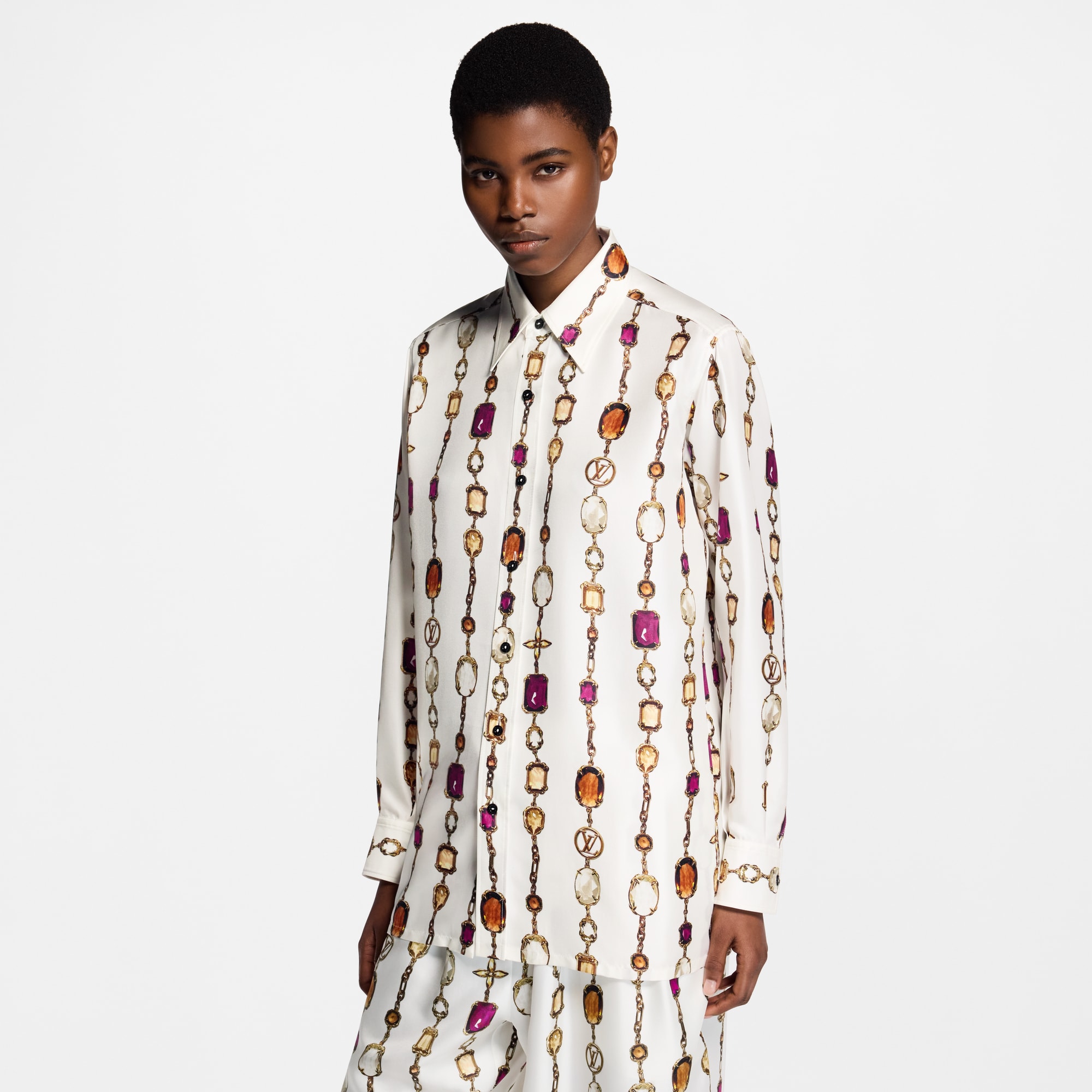  Ready-to-Wear Tops Necklace Print Silk Shirt | Louis Vuitton ® (Product zoom)