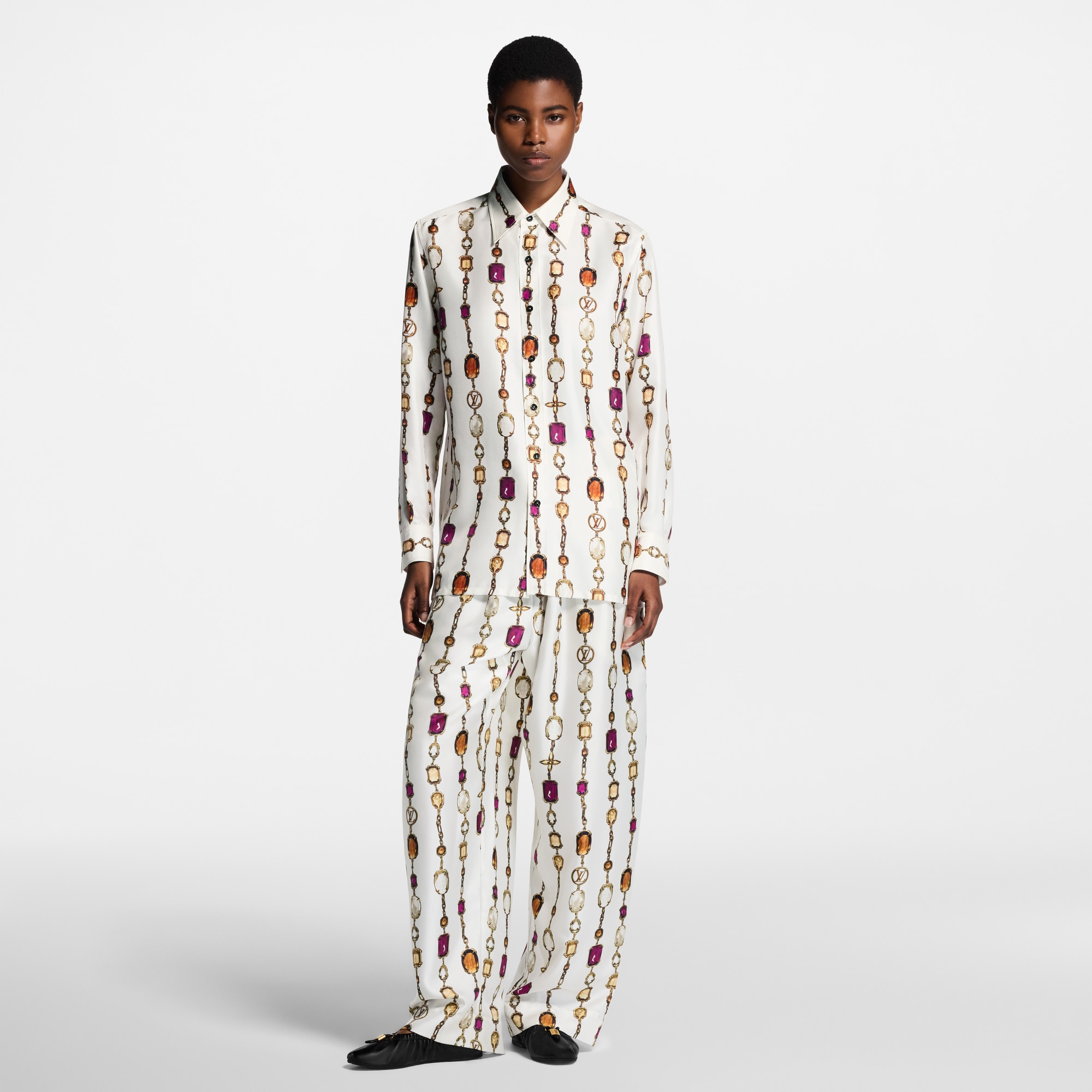  Ready-to-Wear Tops Necklace Print Silk Shirt | Louis Vuitton ® (Product zoom)