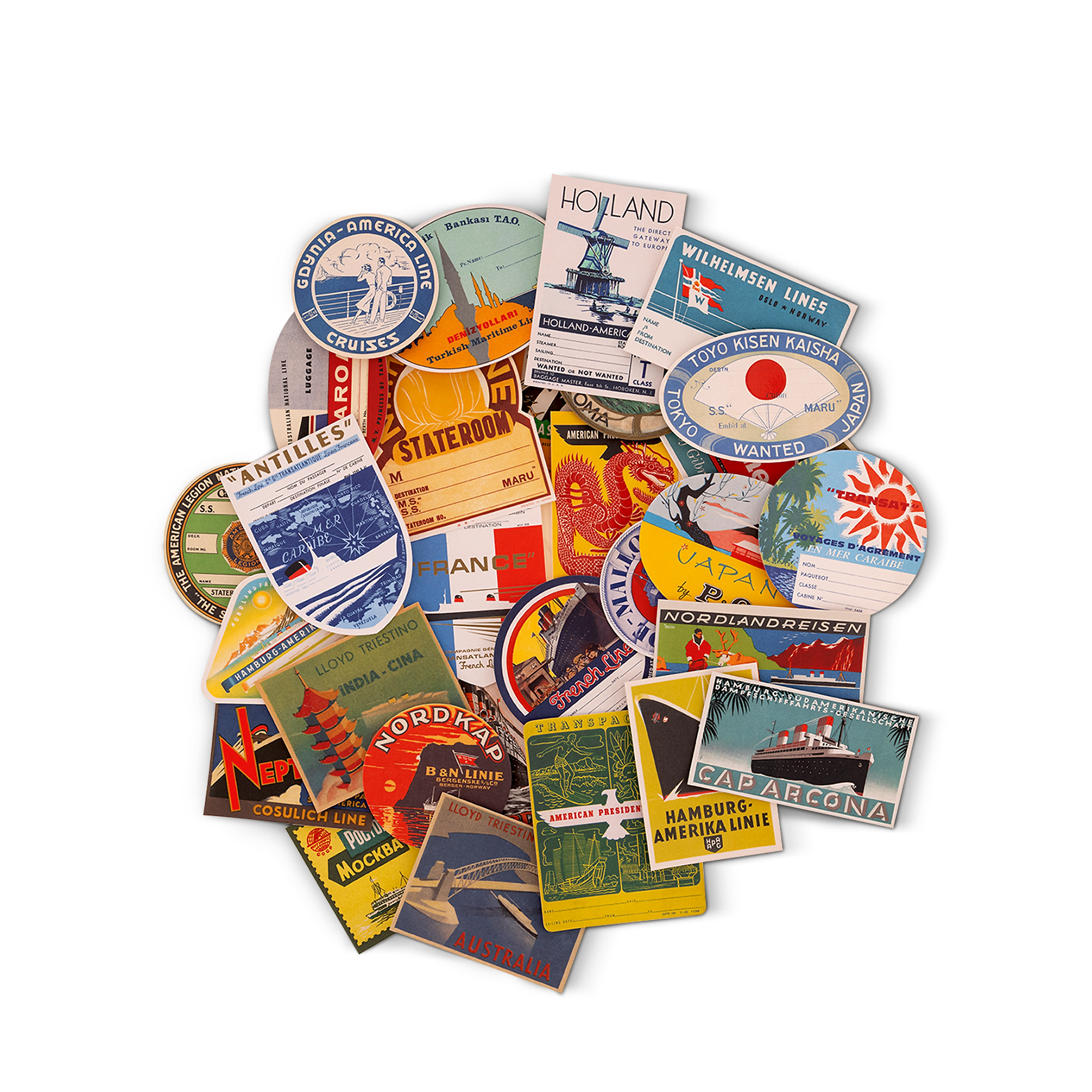 Ocean Liners Labels Postcard Box