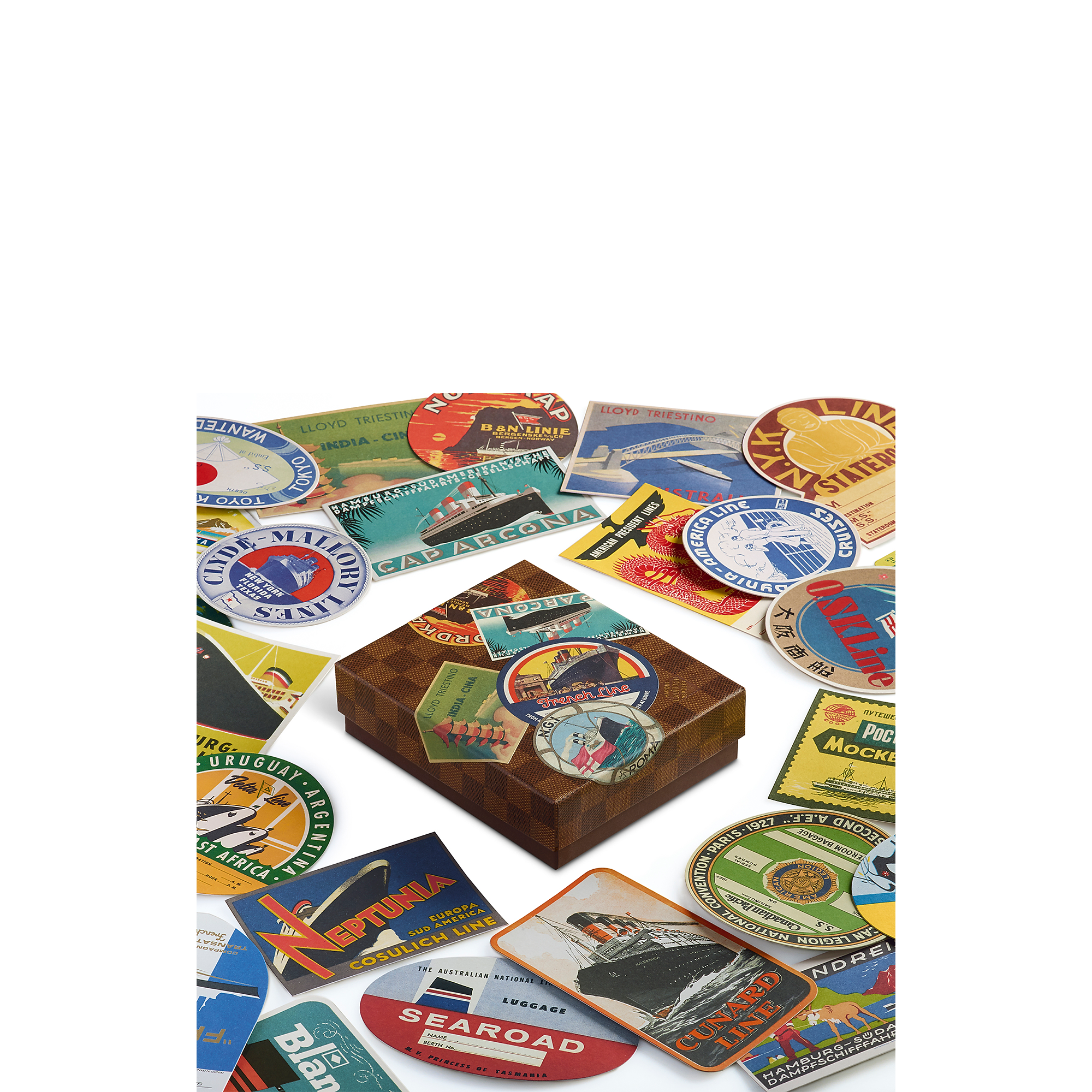 Ocean Liners Labels Postcard Box