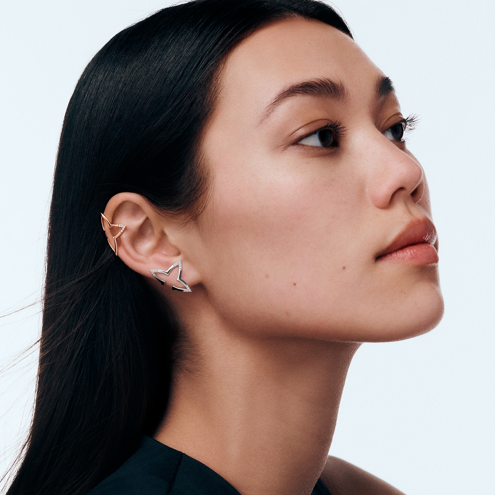 Ombre Blossom Earcuff, White Gold and Diamonds
