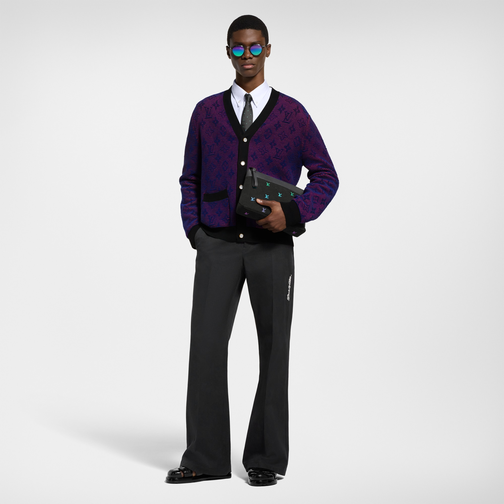  Ready-to-Wear Knitwear and Sweatshirts Optical Monogram Jacquard Cardigan | Louis Vuitton ® (Product zoom)