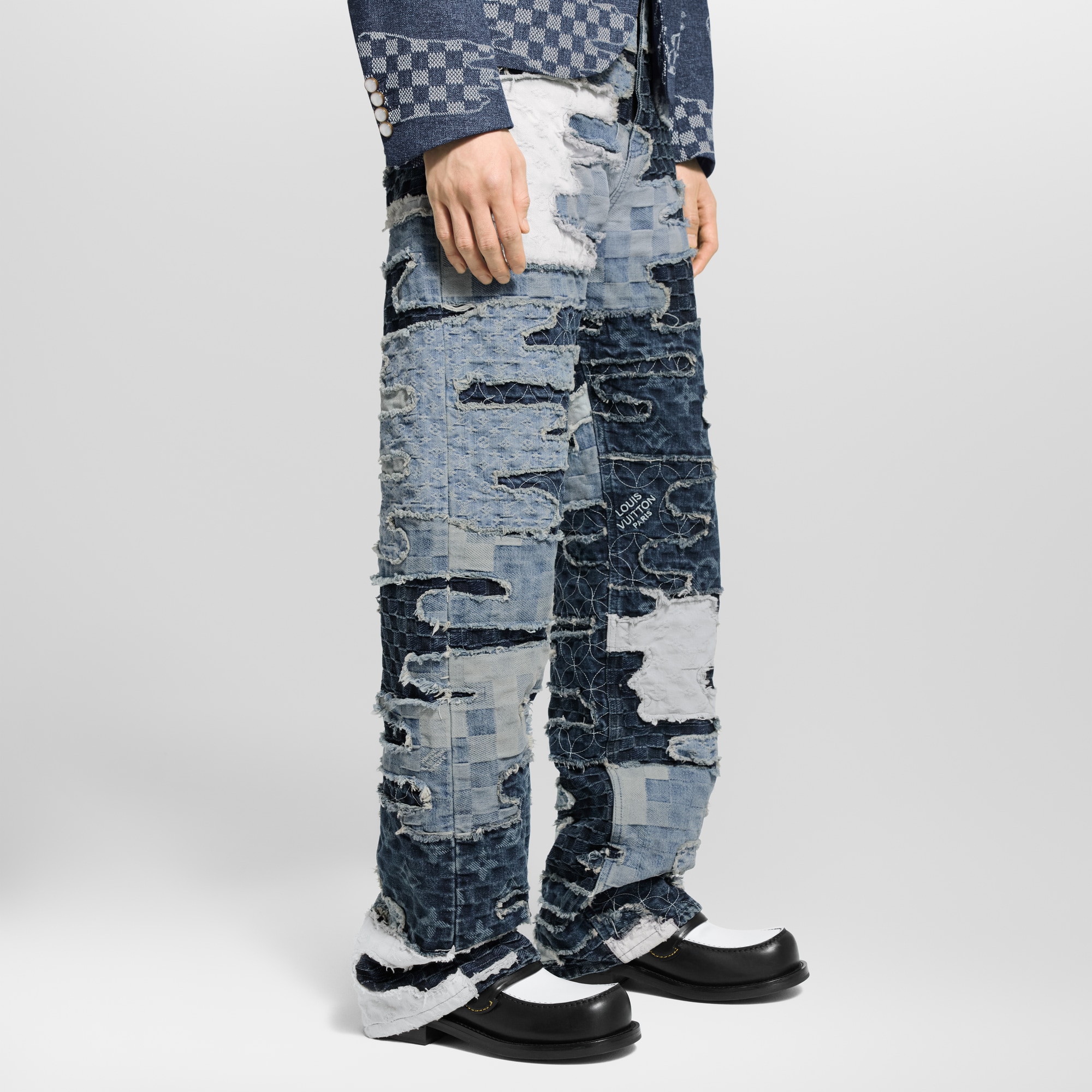  Ready-to-Wear Denim Patchwork Denim Skate Pants | Louis Vuitton ® (Product zoom)