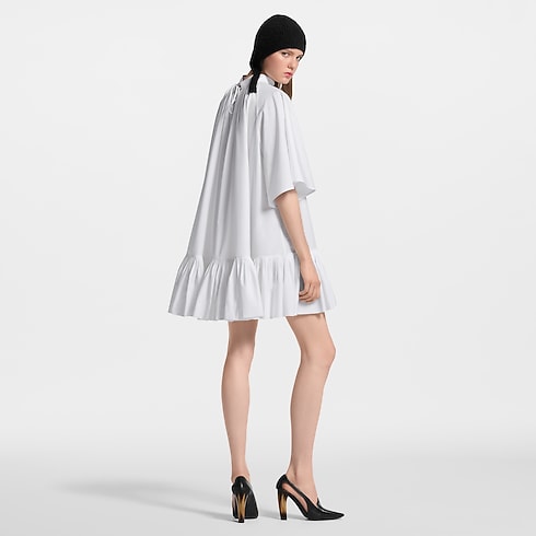 Ready-to-Wear Dresses Pleat Detail Short-Sleeved Babydoll Dress | Louis Vuitton ® (Product zoom)