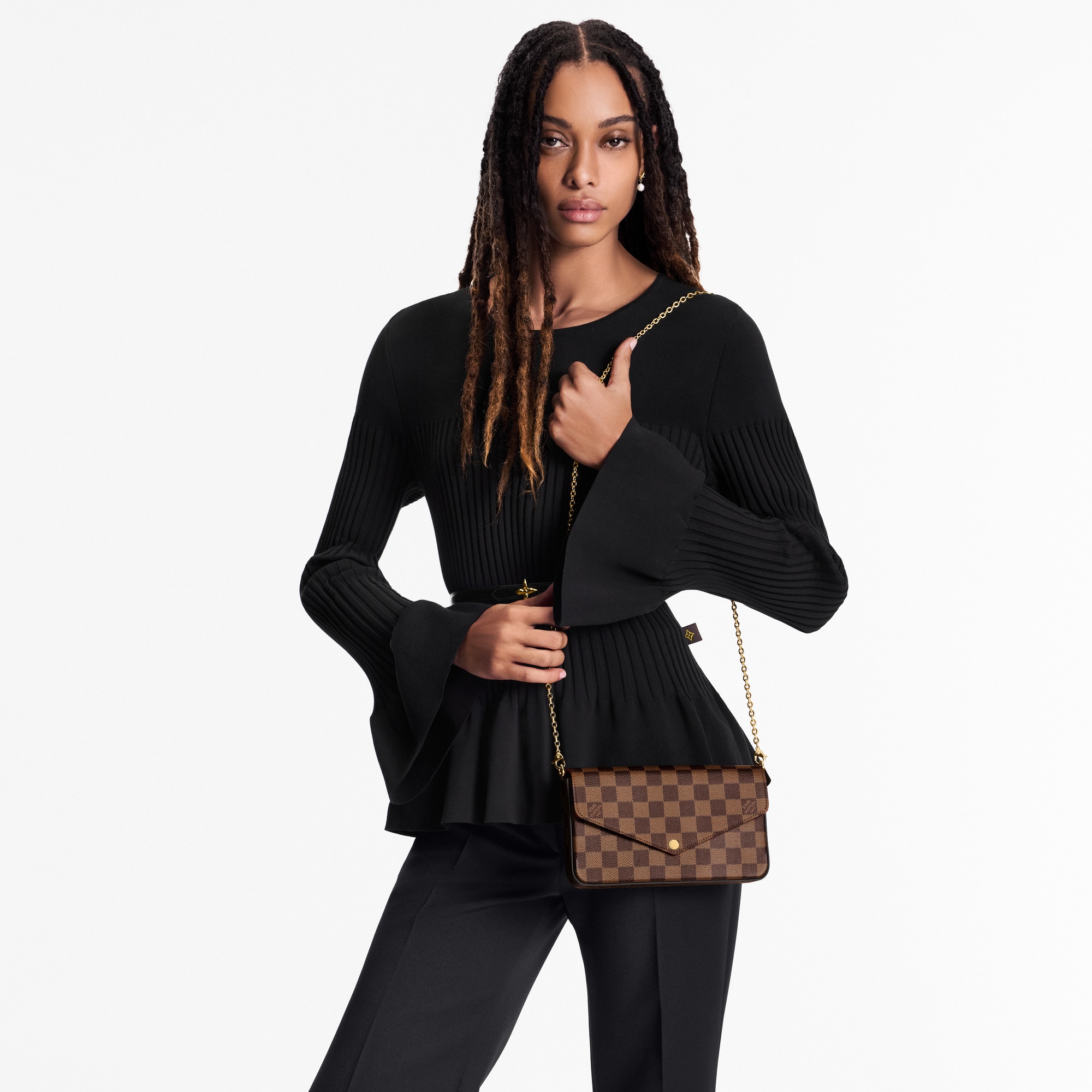 Damier Ebene Small Leather Goods Wallets on Chain and Nano Bags Pochette Félicie | Louis Vuitton ® (Product zoom)