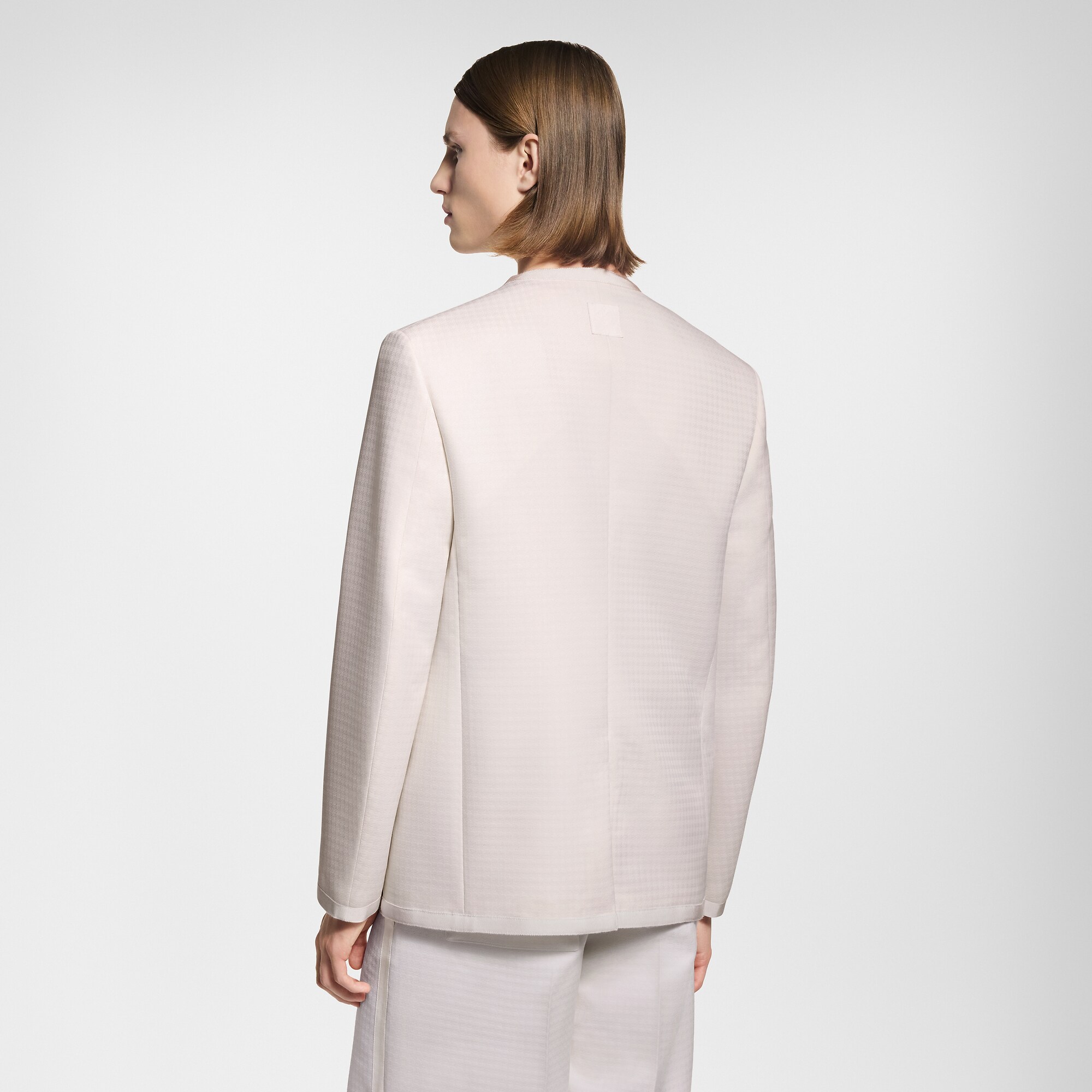 Preppy Collarless Wool Jacket