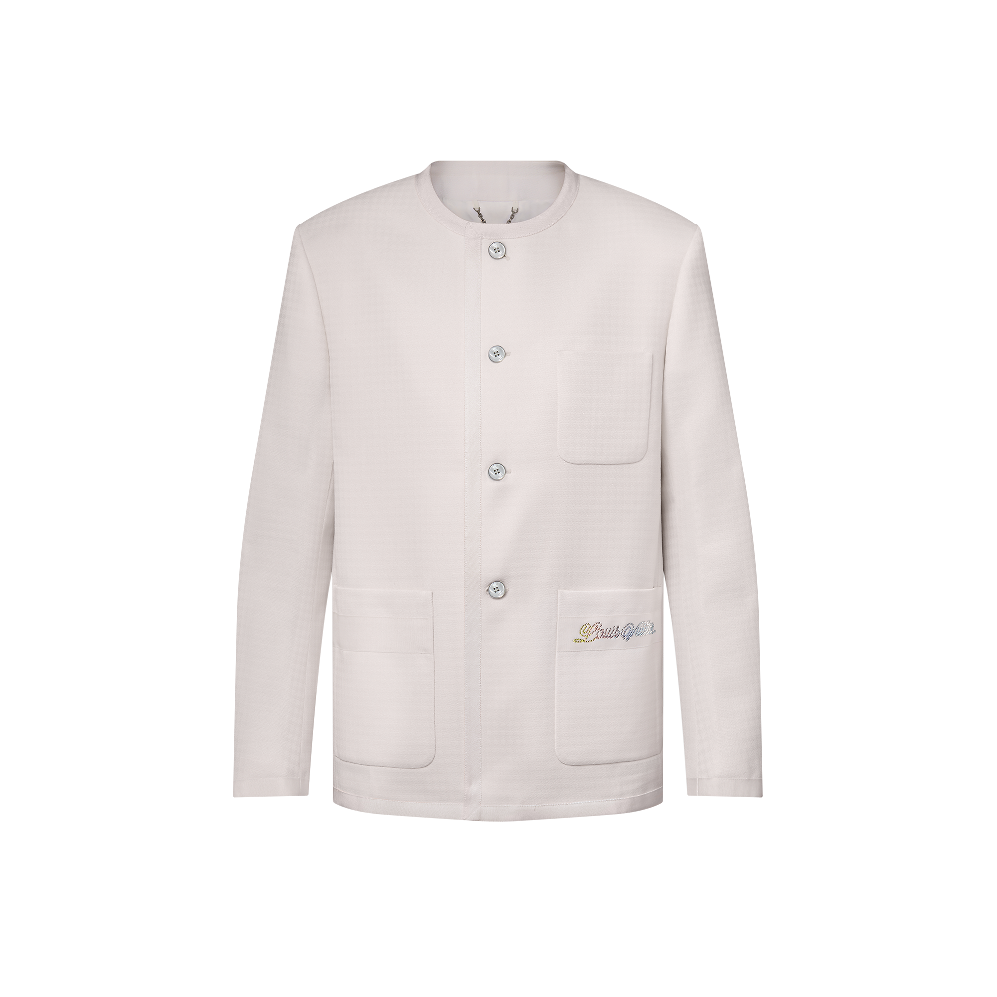 Preppy Collarless Wool Jacket