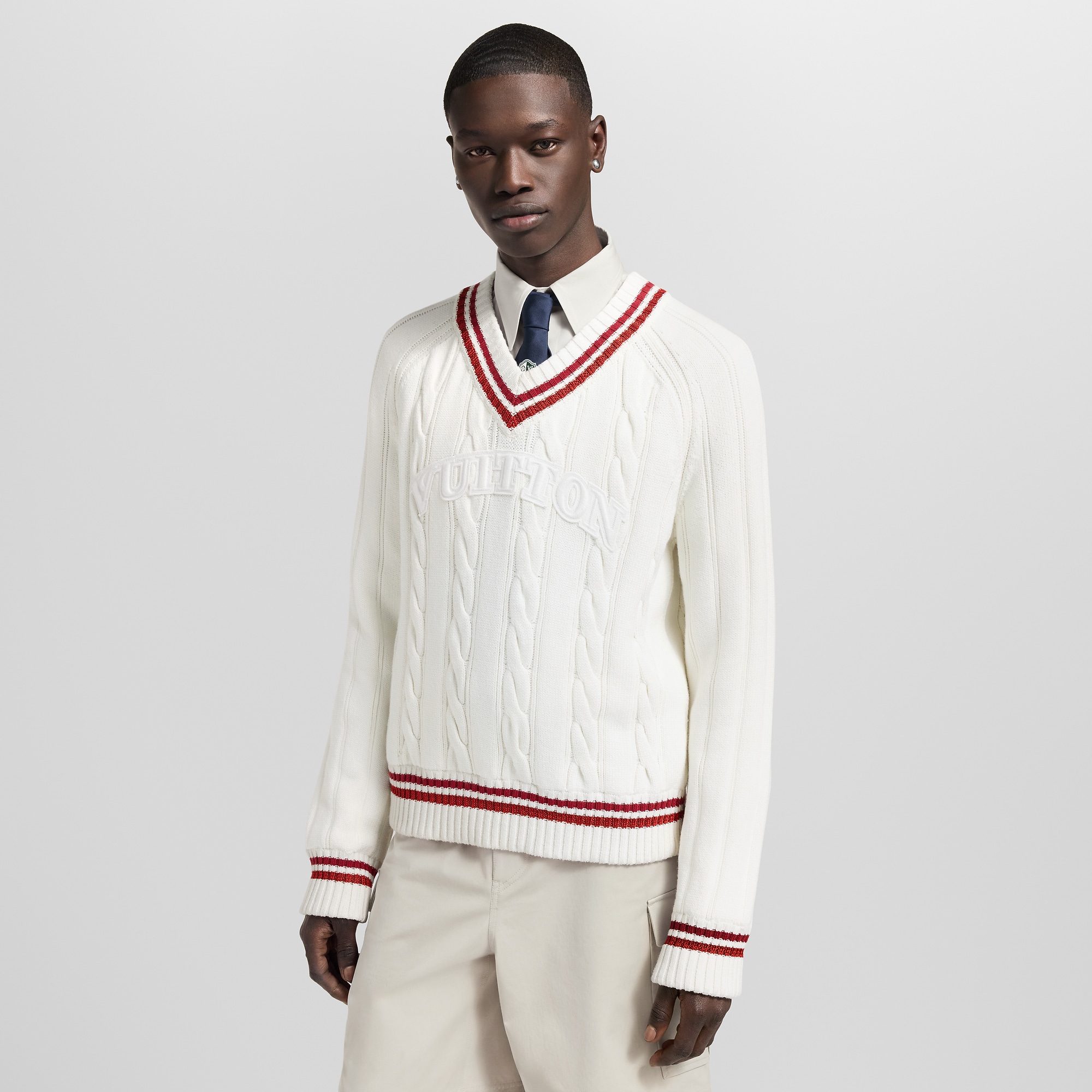 Preppy V-Neck Cable Pullover