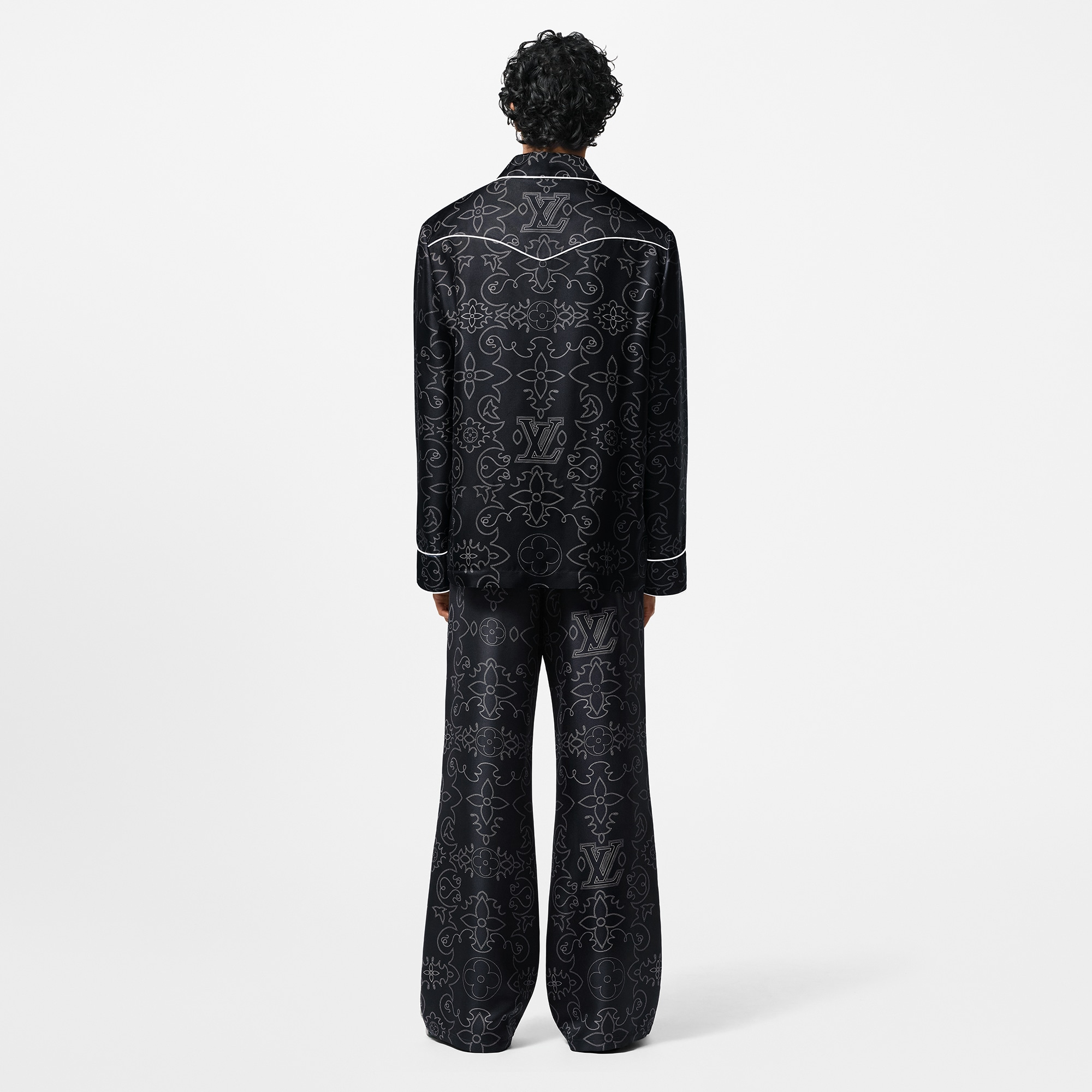  Ready-to-Wear Coats and Outerwear Printed Long-Sleeved Silk Pyjama Overshirt | Louis Vuitton ® (Product zoom)