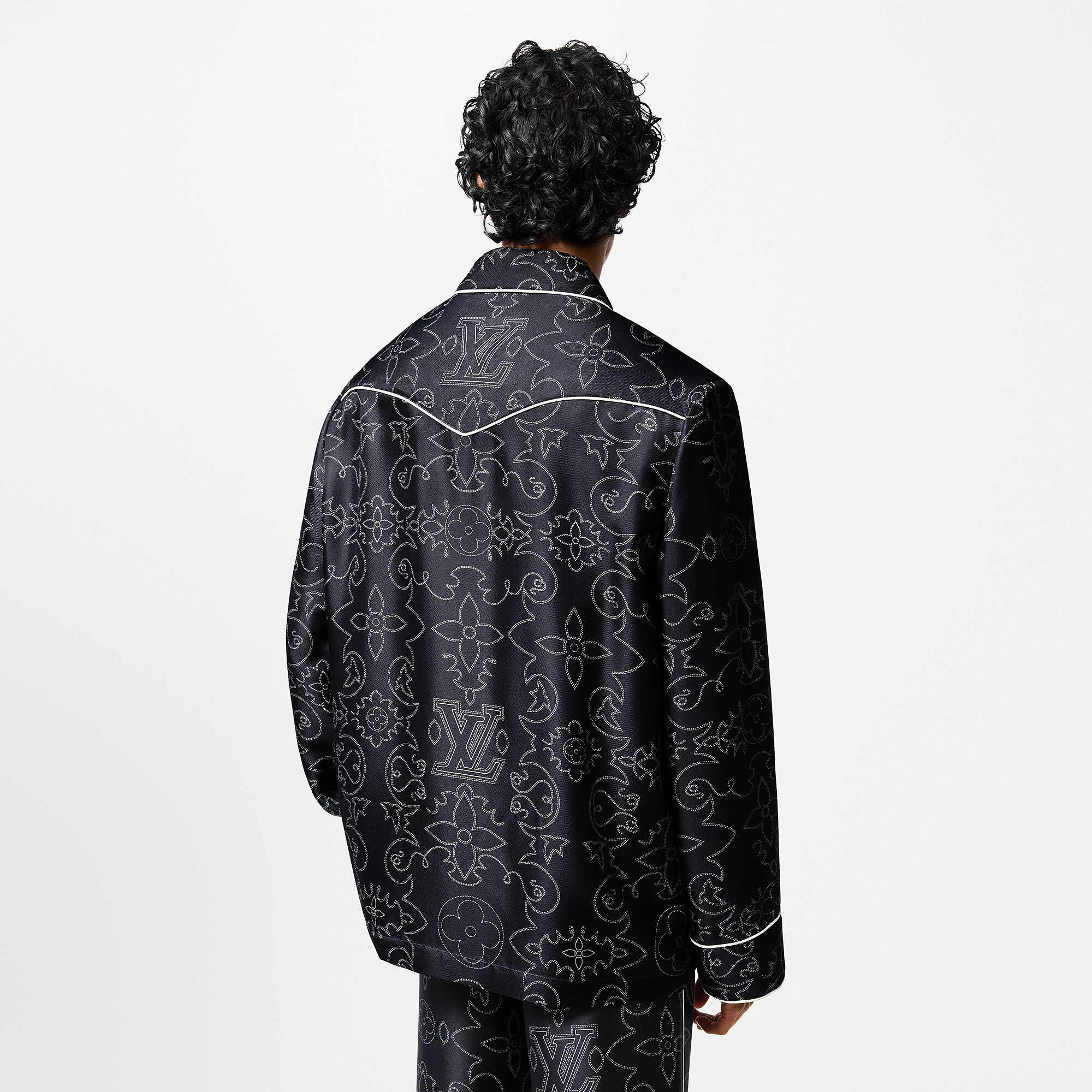 Printed Long-Sleeved Silk Pyjama Overshirt