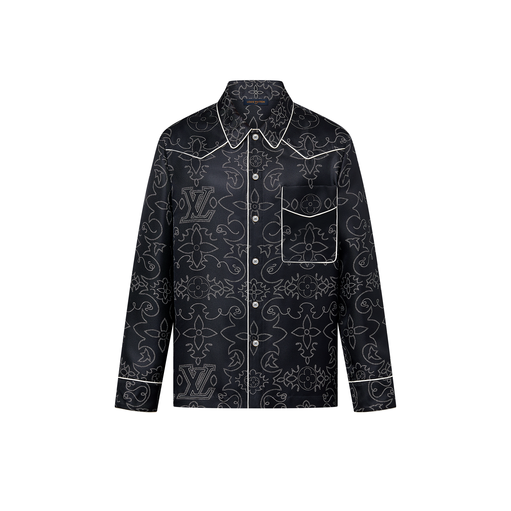Printed Long-Sleeved Silk Pyjama Overshirt