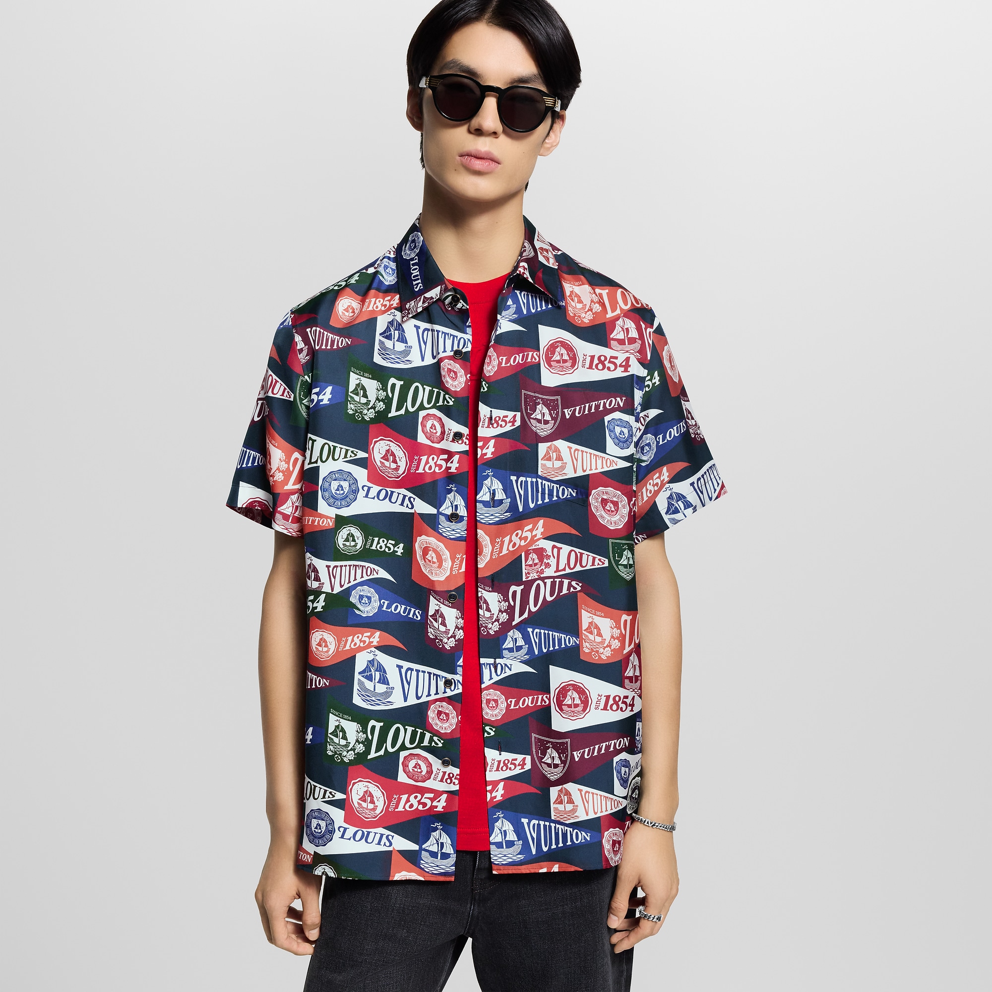 Printed Short-Sleeved Silk-Blend Shirt