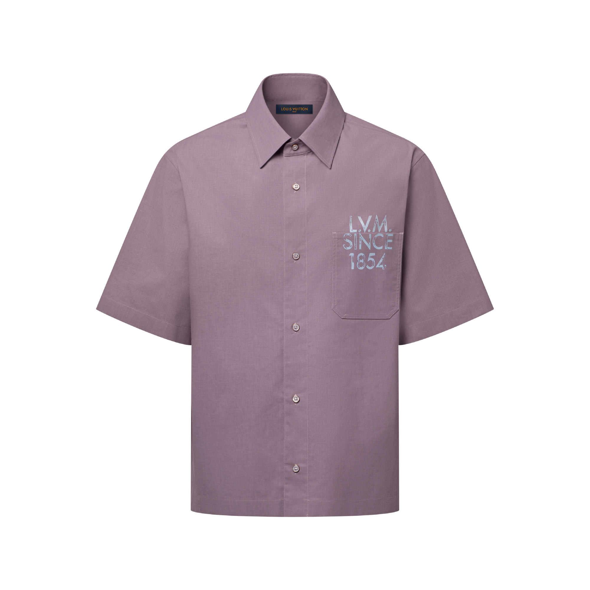 LOUIS VUITTON Printed Signature Short-sleeved Shirt Lilac. Size XL