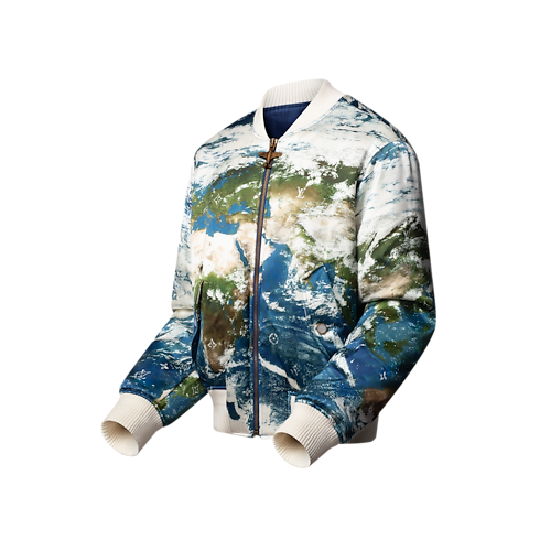 Ready-to-Wear Coats and Outerwear Printed Silk-Blend Bomber | Louis Vuitton ® (Product zoom)